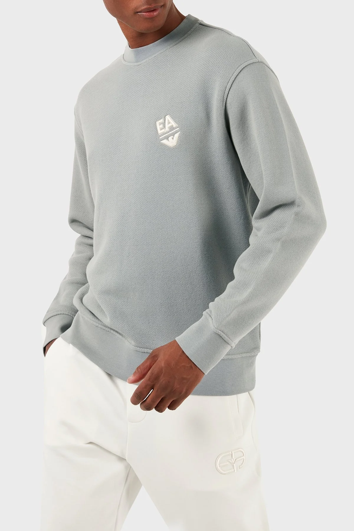 Emporio Armani Pamuklu Regular Fit Sıfır Yaka Erkek Sweat 3D1MEC 1JODZ 0664 GRİ - 2