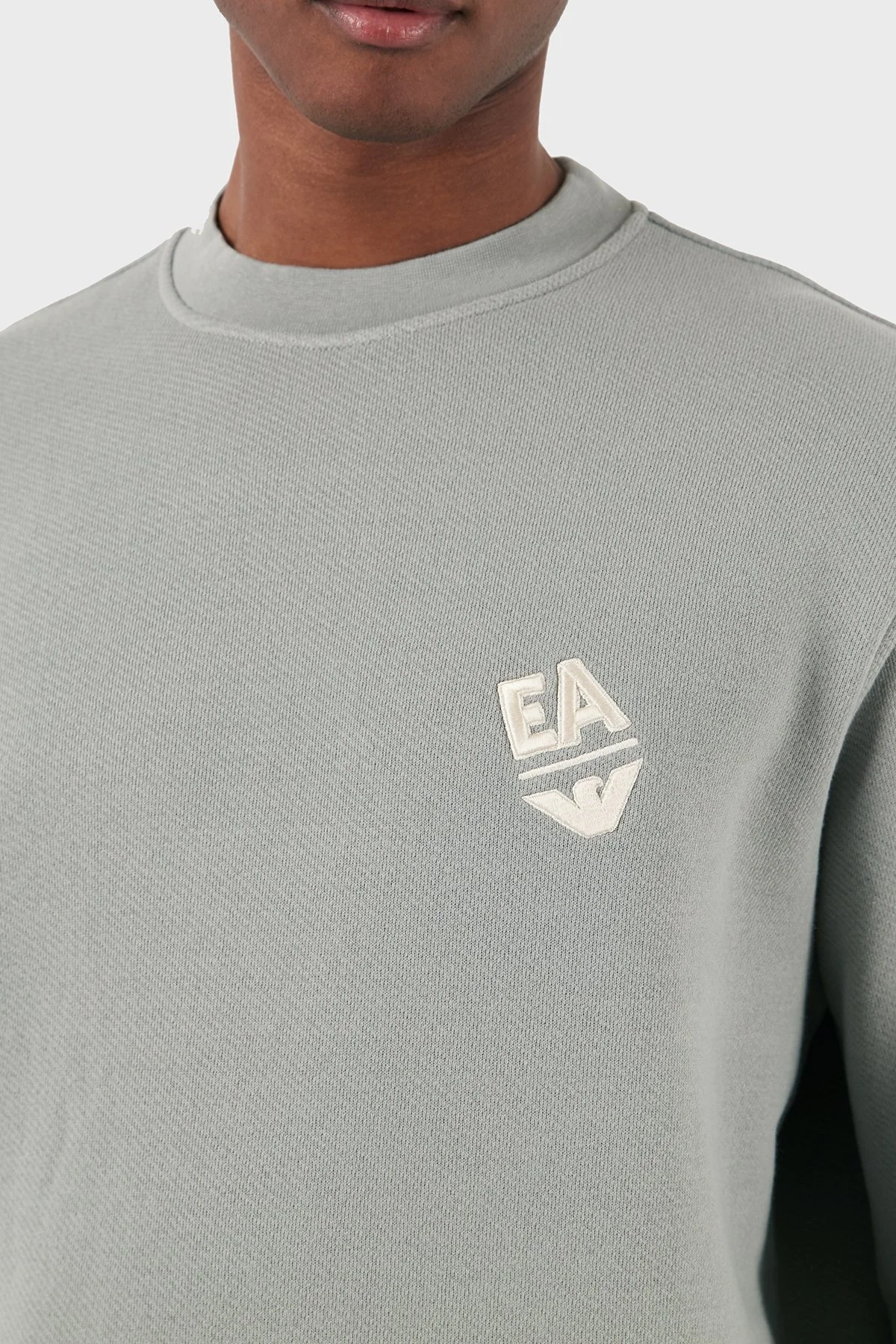 Emporio Armani Pamuklu Regular Fit Sıfır Yaka Erkek Sweat 3D1MEC 1JODZ 0664 GRİ - 4