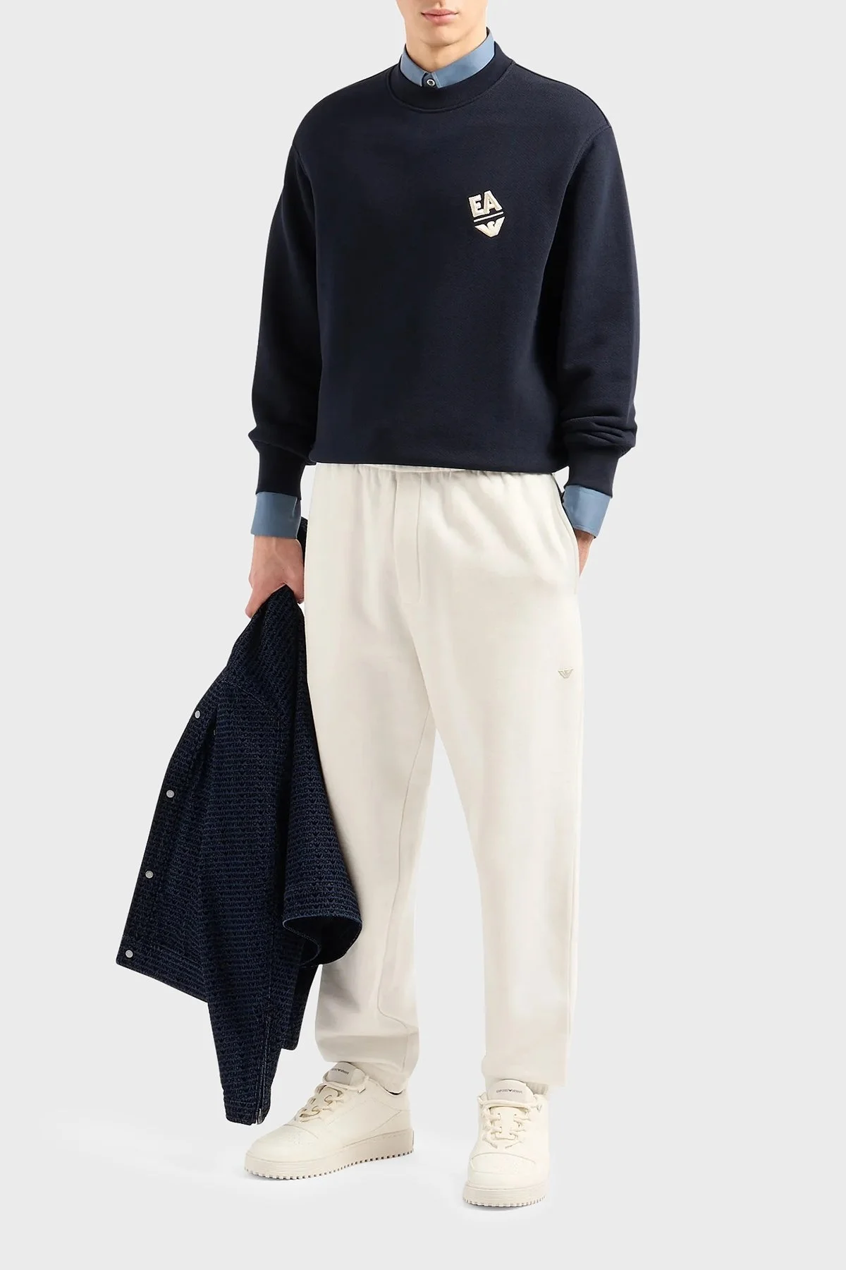 Emporio Armani Pamuklu Regular Fit Sıfır Yaka Erkek Sweat 3D1MEC 1JODZ 0965 LACİVERT - 3