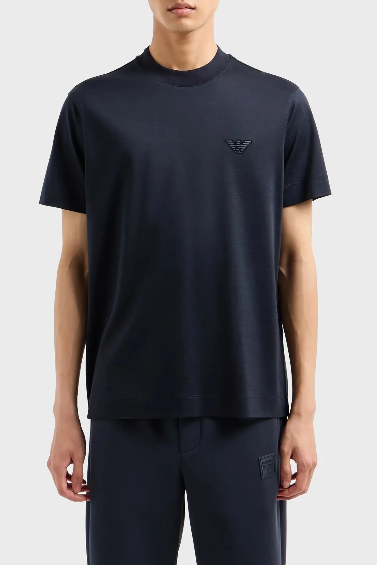 Emporio Armani Pamuklu Regular Fit Sıfır Yaka Erkek T Shirt 6D1TR3 1JOSZ 0950 LACİVERT - 1