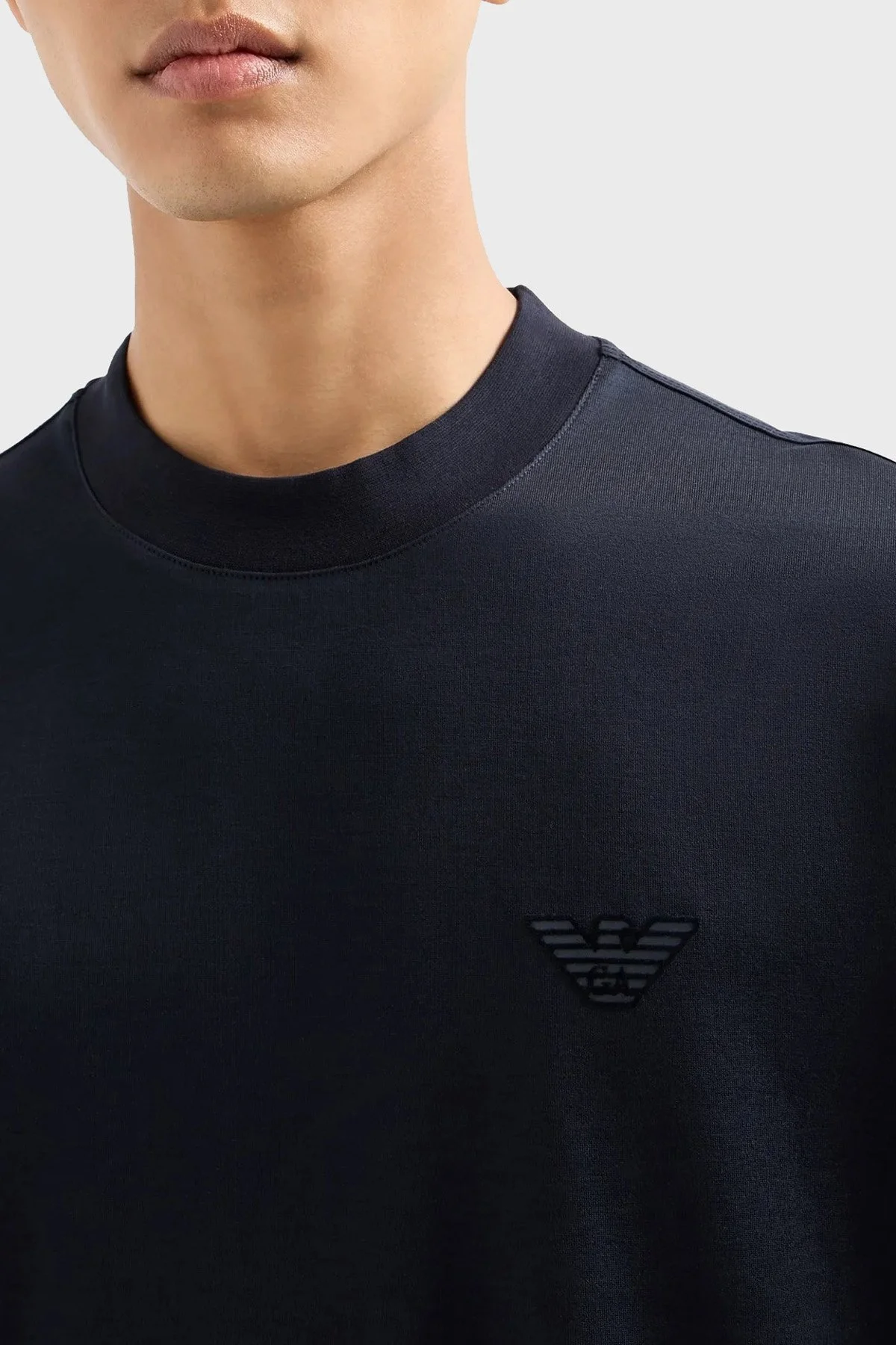 Emporio Armani Pamuklu Regular Fit Sıfır Yaka Erkek T Shirt 6D1TR3 1JOSZ 0950 LACİVERT - 4