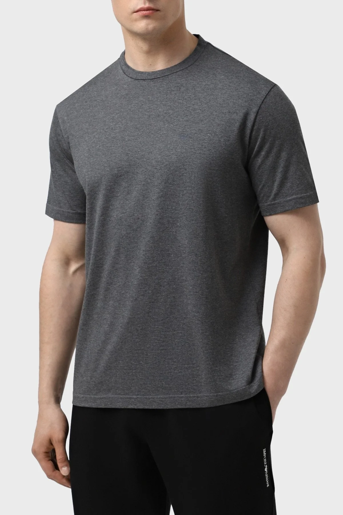 Emporio Armani Pamuklu Regular Fit Sıfır Yaka Erkek T Shirt EM003900 AF18718 O8003 GRİ - 5