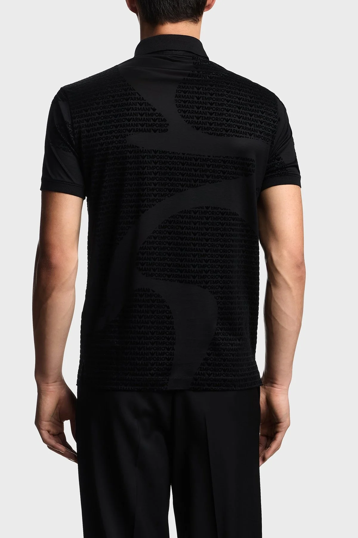 Emporio Armani Pamuklu Regular Fit Tamamı Logolu Düğmeli Erkek Polo Yaka T Shirt EM002971 AF10017 FC242 SİYAH - 3