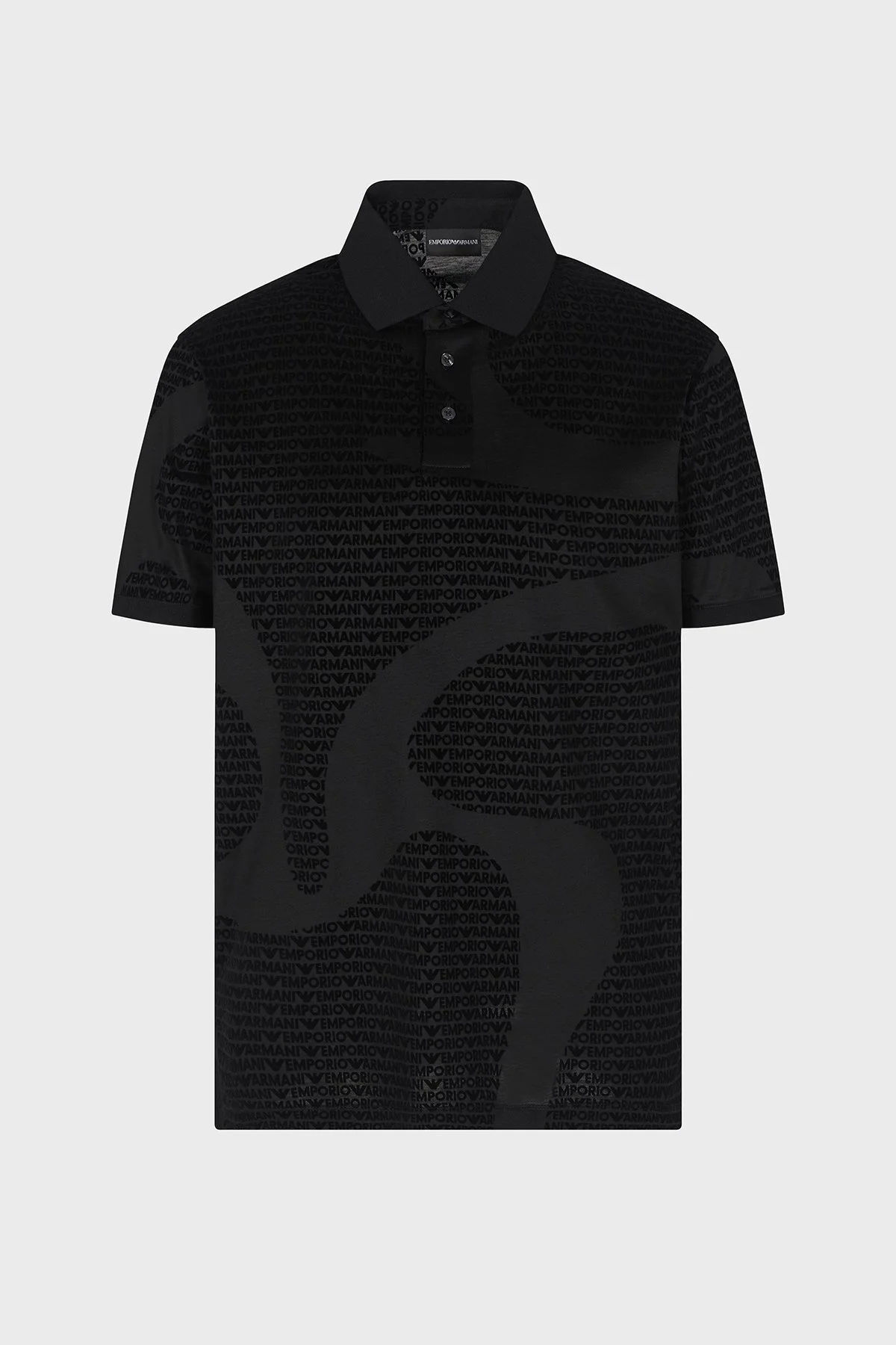 Emporio Armani Pamuklu Regular Fit Tamamı Logolu Düğmeli Erkek Polo Yaka T Shirt EM002971 AF10017 FC242 SİYAH - 5