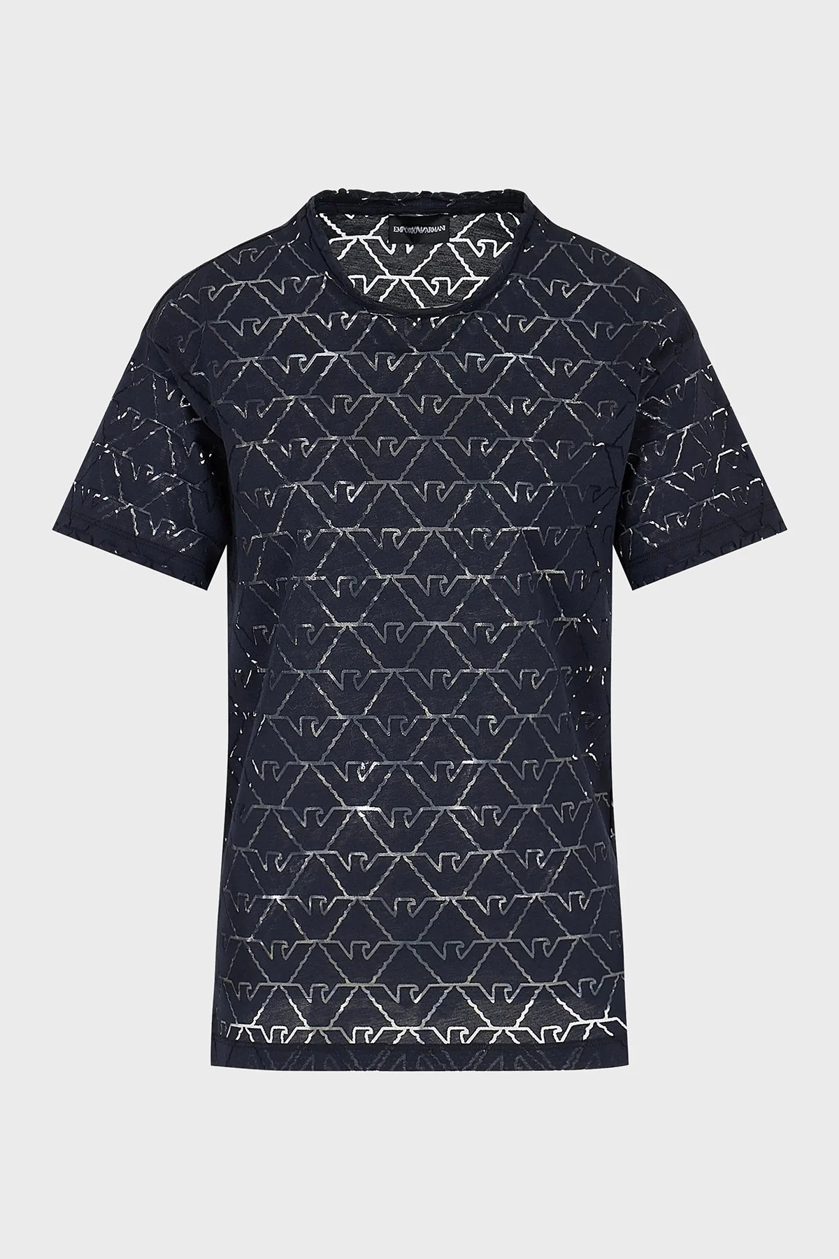 Emporio Armani Pamuklu Regular Fit Transparan Bayan T Shirt 3D2T7Q 2JMAZ 0927 LACİVERT - 5