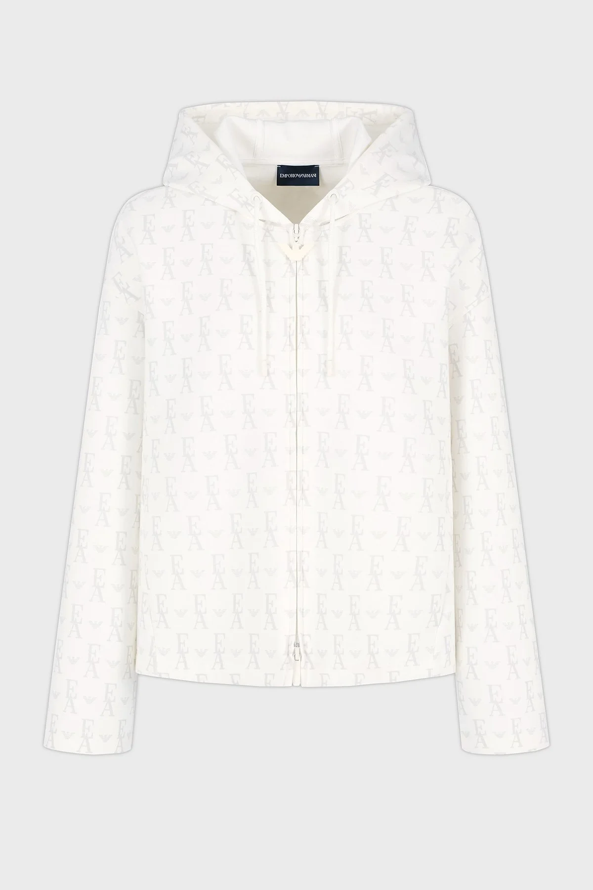 Emporio Armani Pamuklu Regular Fit Tümü Logolu Fermuarlı Bayan Sweat EW001026 AF10002 F0009 BEYAZ - 5