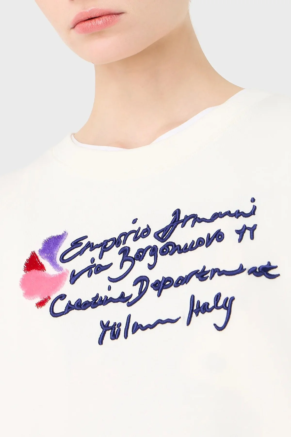 Emporio Armani Pamuklu Regular Fit Uzun Kollu Bayan Sweat 6R2M7E 2J49Z 0101 EKRU - 2