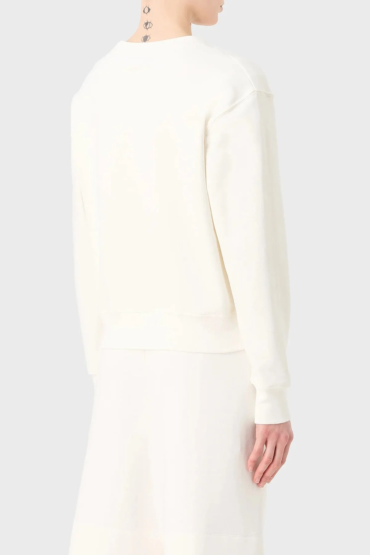 Emporio Armani Pamuklu Regular Fit Uzun Kollu Kadın Sweat 6R2M7E 2J49Z 0101 EKRU - 3
