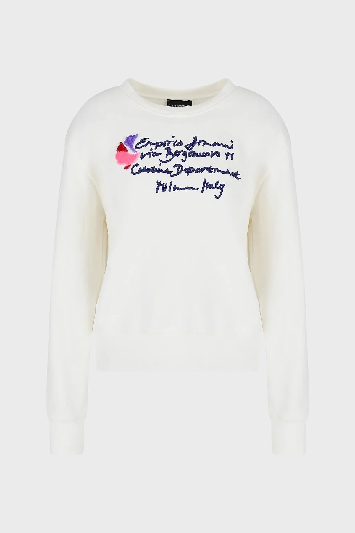Emporio Armani Pamuklu Regular Fit Uzun Kollu Kadın Sweat 6R2M7E 2J49Z 0101 EKRU - 4