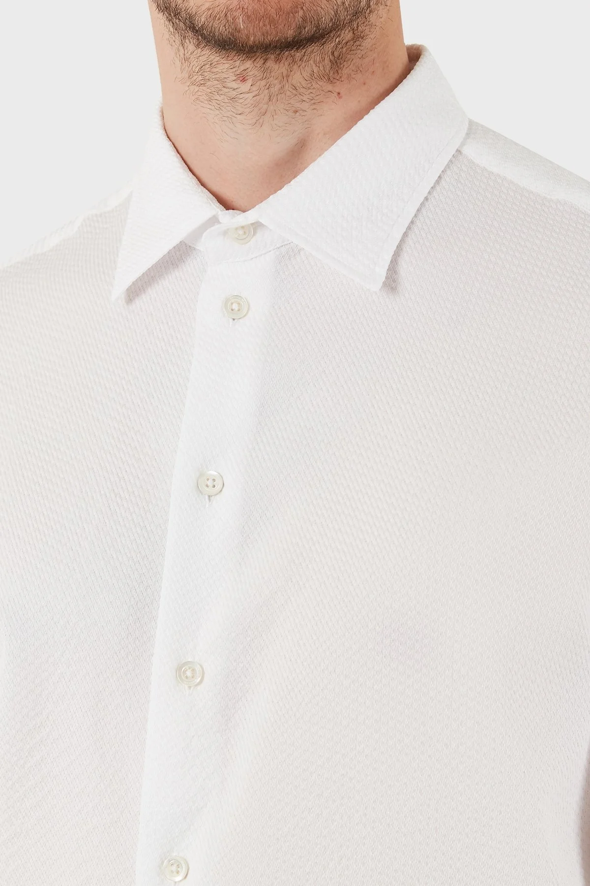 Emporio Armani Pamuklu Regular Fit Uzun Kollu Erkek Gömlek EM000099 TE14192 U0002 BEYAZ - 5