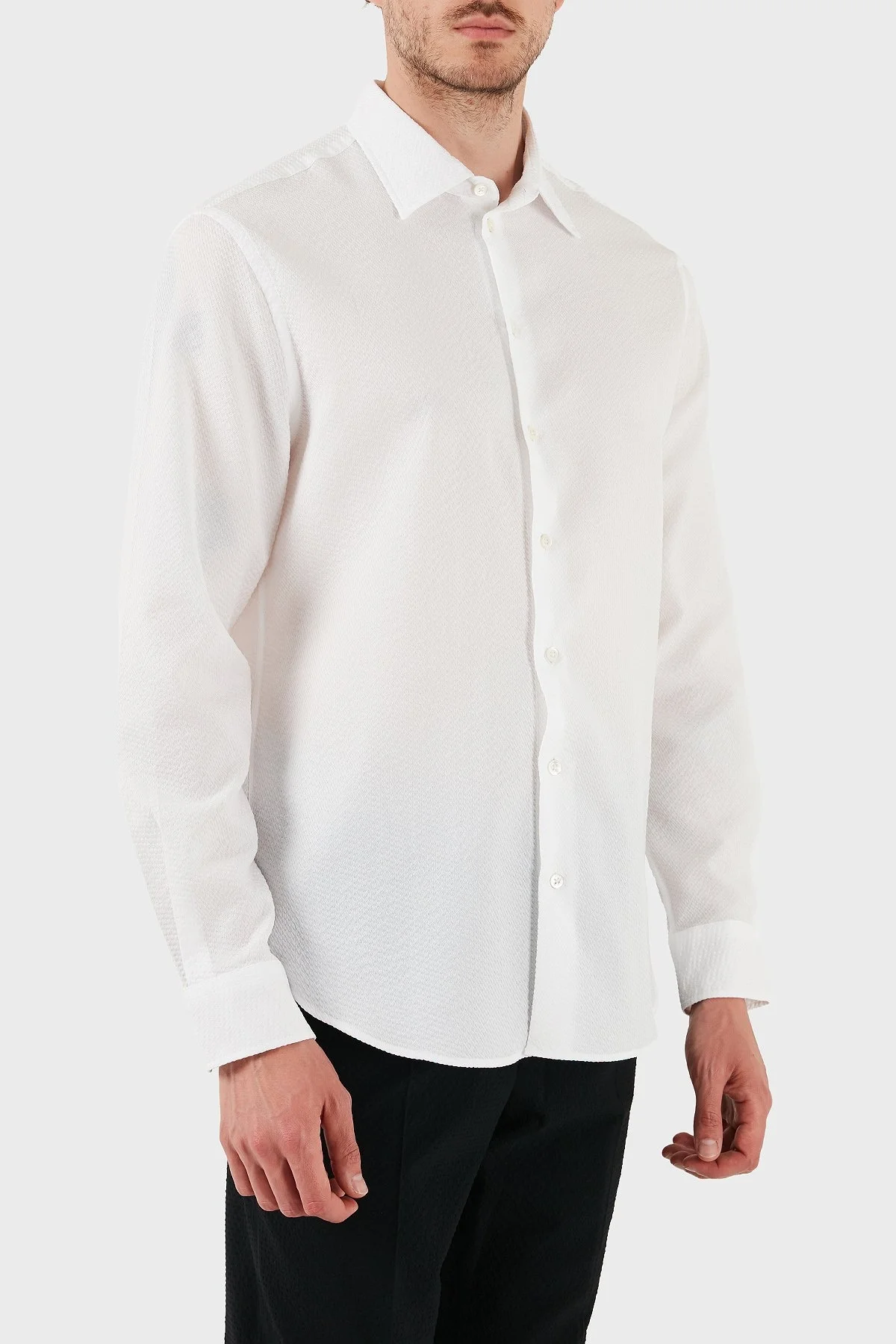 Emporio Armani Pamuklu Regular Fit Uzun Kollu Erkek Gömlek EM000099 TE14192 U0002 BEYAZ - 6