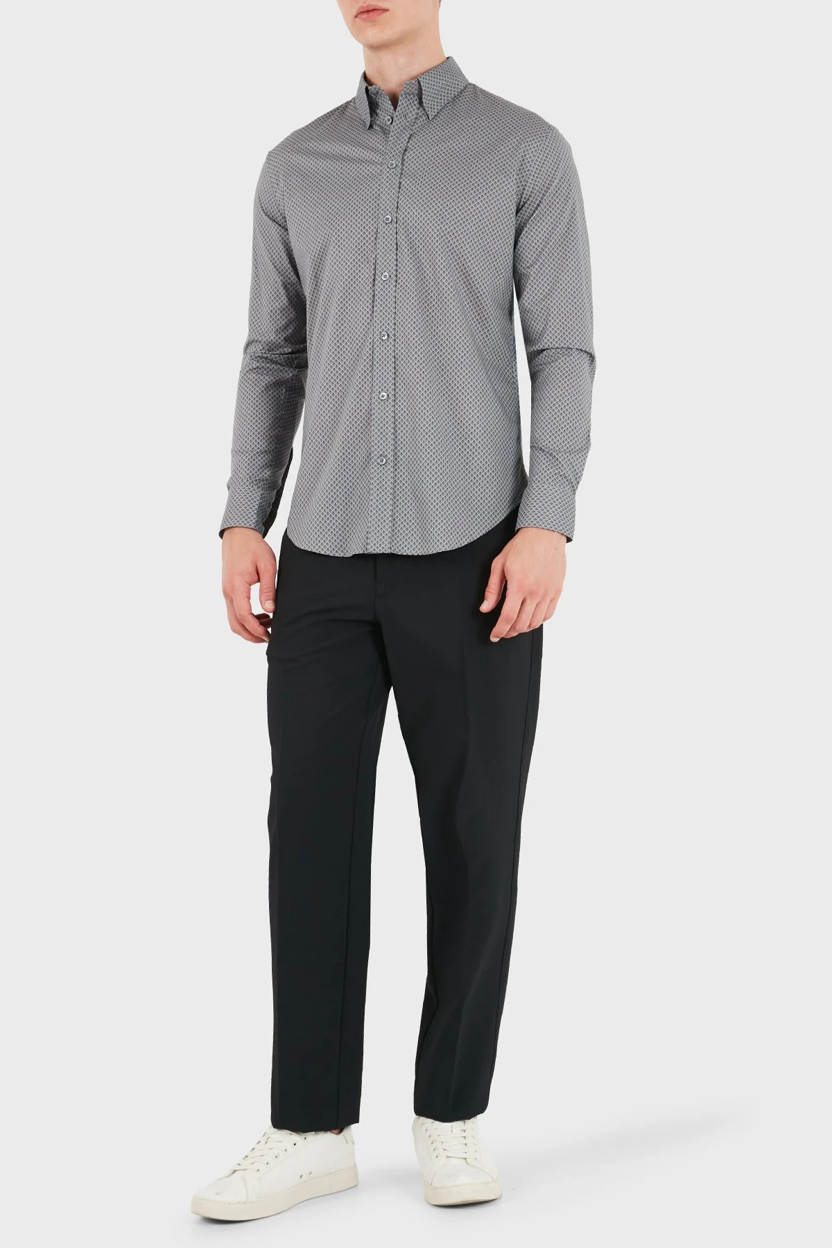 Emporio Armani Pamuklu Regular Fit Uzun Kollu Erkek Gömlek EM007200 TE23251 F8034 Koyu gri - 2