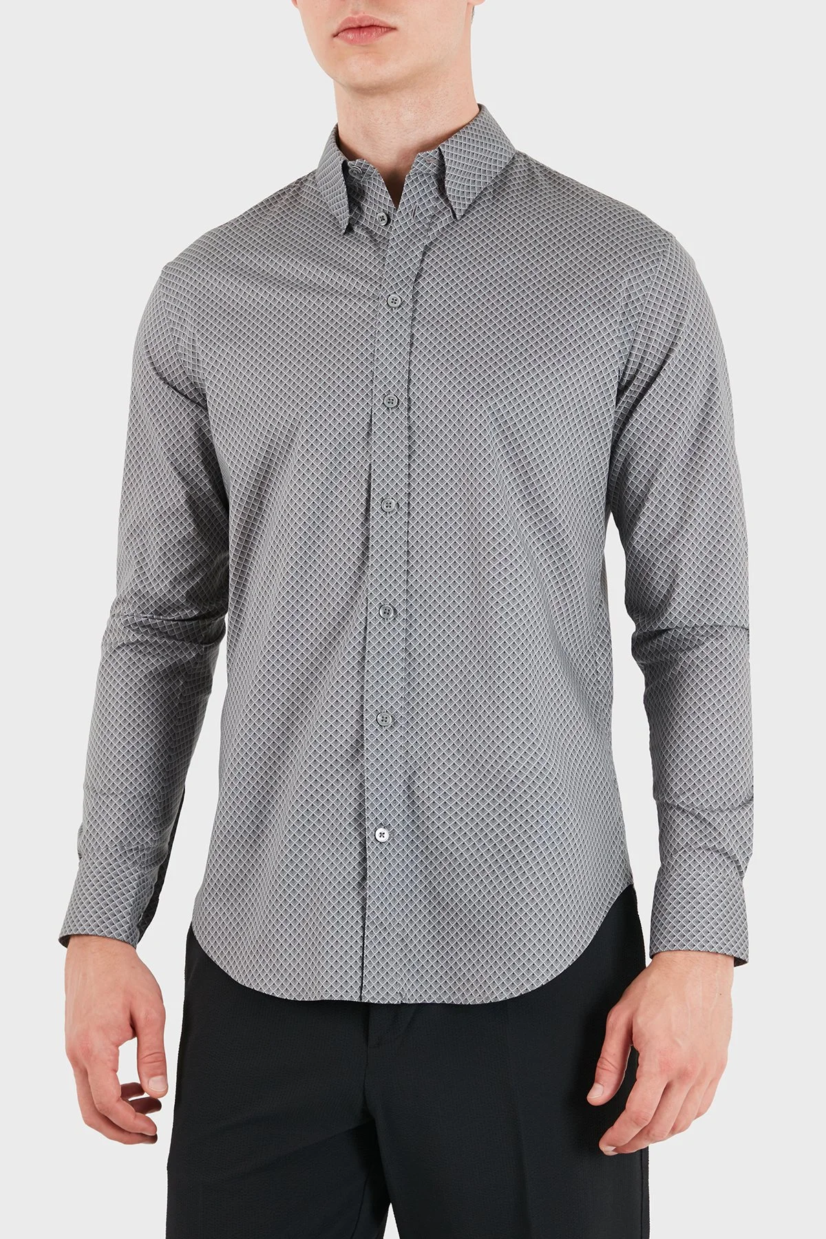 Emporio Armani Pamuklu Regular Fit Uzun Kollu Erkek Gömlek EM007200 TE23251 F8034 Koyu gri - 5