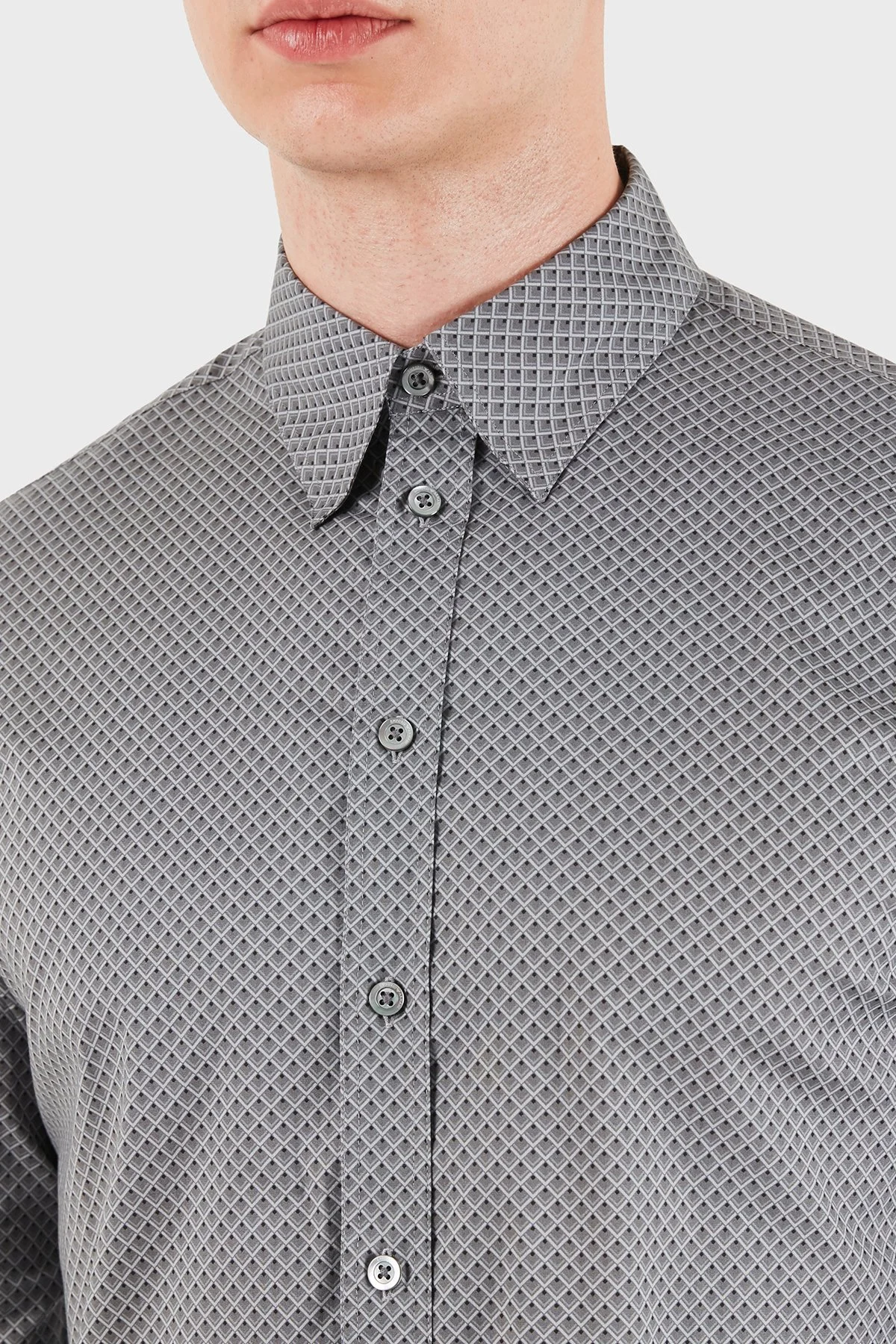 Emporio Armani Pamuklu Regular Fit Uzun Kollu Erkek Gömlek EM007200 TE23251 F8034 Koyu gri - 6
