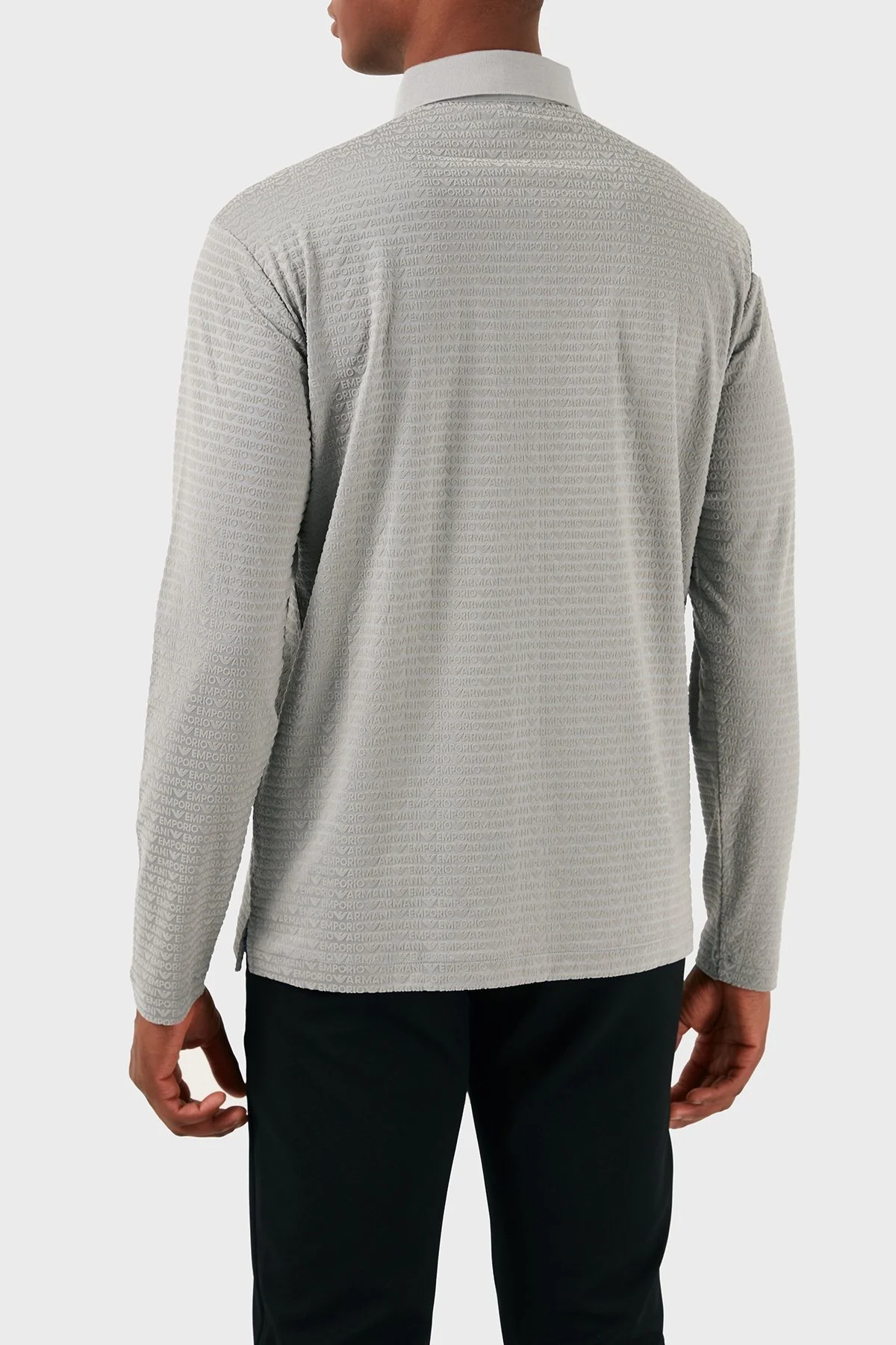 Emporio Armani Pamuklu Regular Fit Uzun Kollu Erkek Polo Yaka T Shirt 3D1FE7 1JUVZ 06G1 GRİ - 2