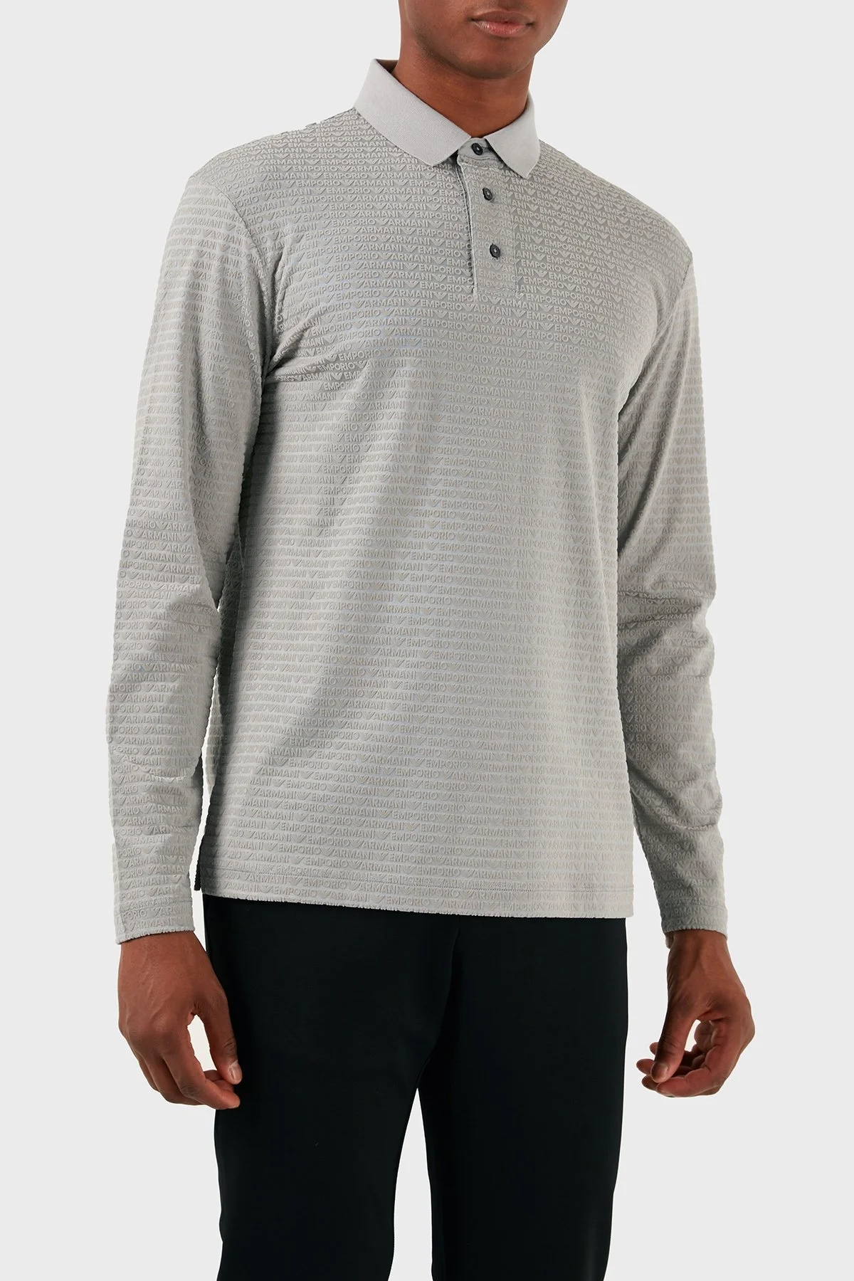 Emporio Armani Pamuklu Regular Fit Uzun Kollu Erkek Polo Yaka T Shirt 3D1FE7 1JUVZ 06G1 GRİ - 4