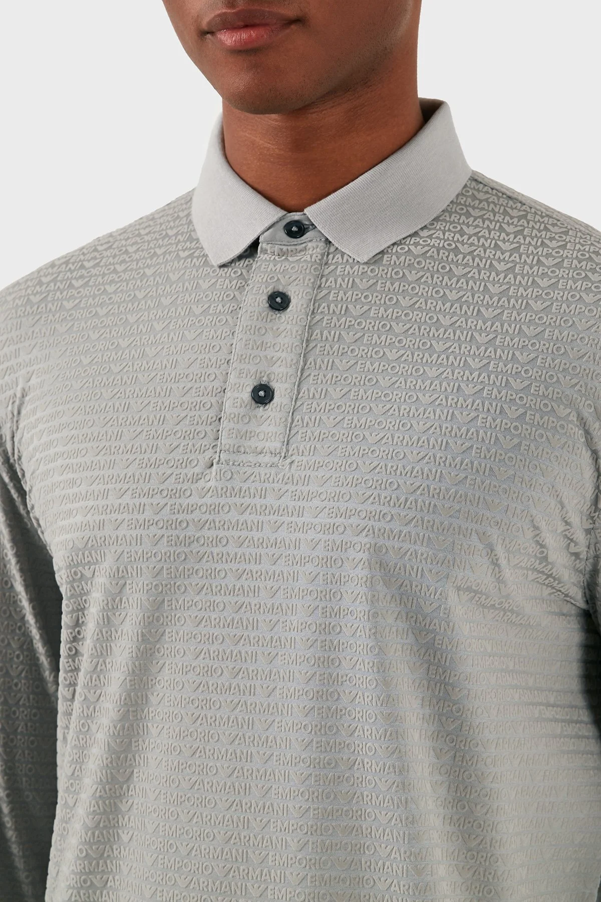 Emporio Armani Pamuklu Regular Fit Uzun Kollu Erkek Polo Yaka T Shirt 3D1FE7 1JUVZ 06G1 GRİ - 5