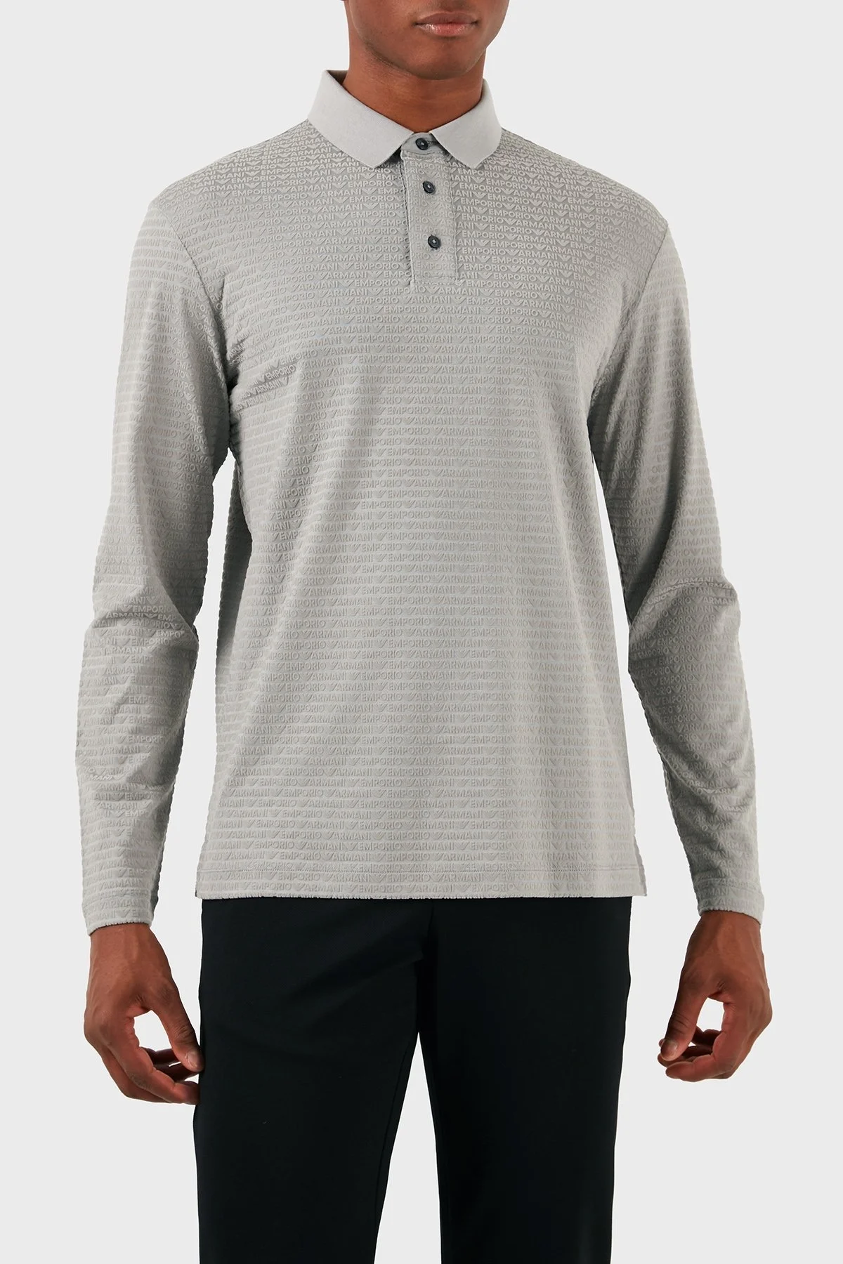 Emporio Armani Pamuklu Regular Fit Uzun Kollu Erkek Polo Yaka T Shirt 3D1FE7 1JUVZ 06G1 GRİ - 6