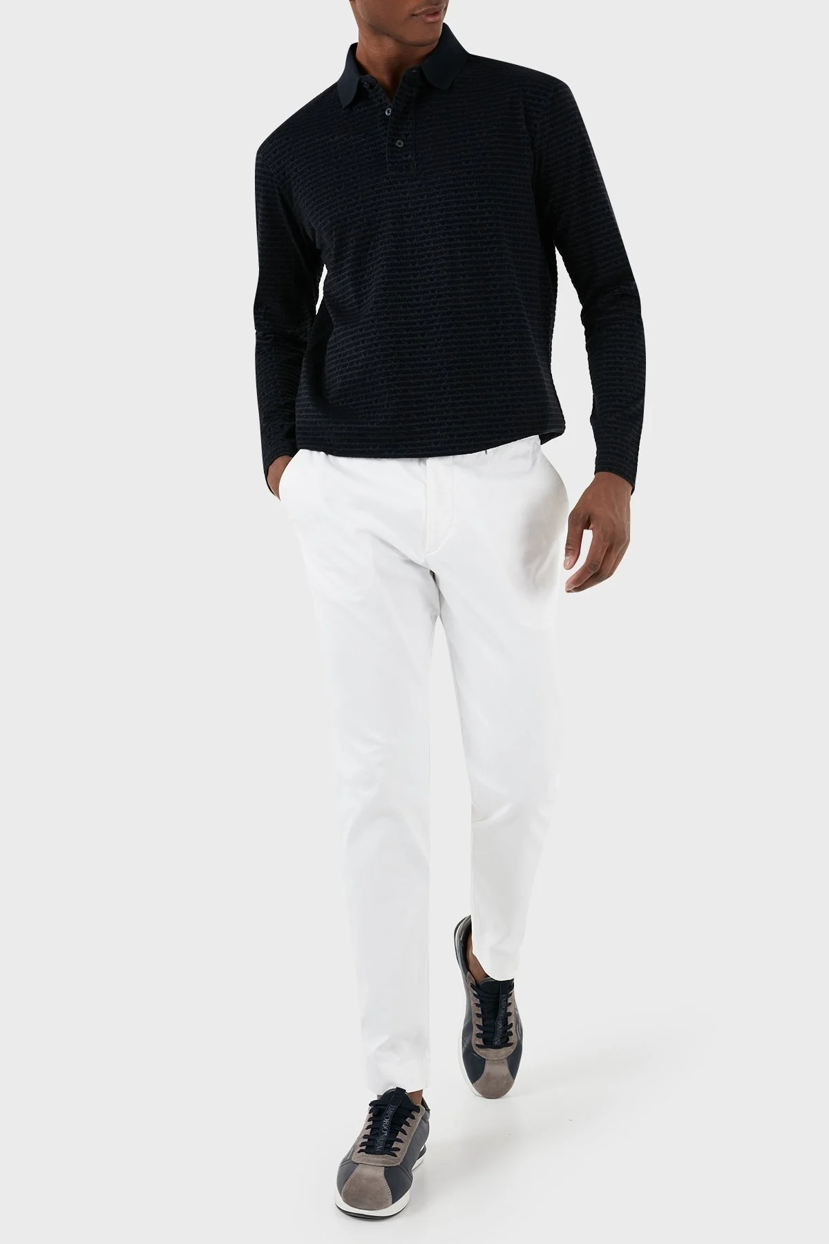 Emporio Armani Pamuklu Regular Fit Uzun Kollu Erkek Polo Yaka T Shirt 3D1FE7 1JUVZ 0920 LACİVERT - 3