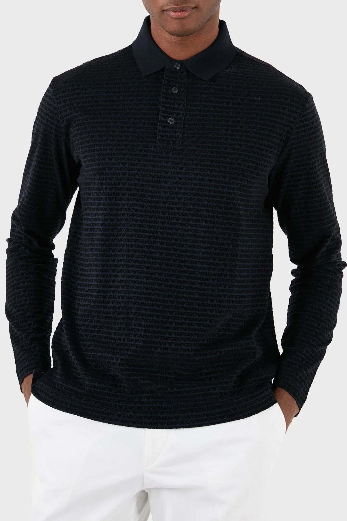 Emporio Armani Pamuklu Regular Fit Uzun Kollu Erkek Polo Yaka T Shirt 3D1FE7 1JUVZ 0920 LACİVERT - 4