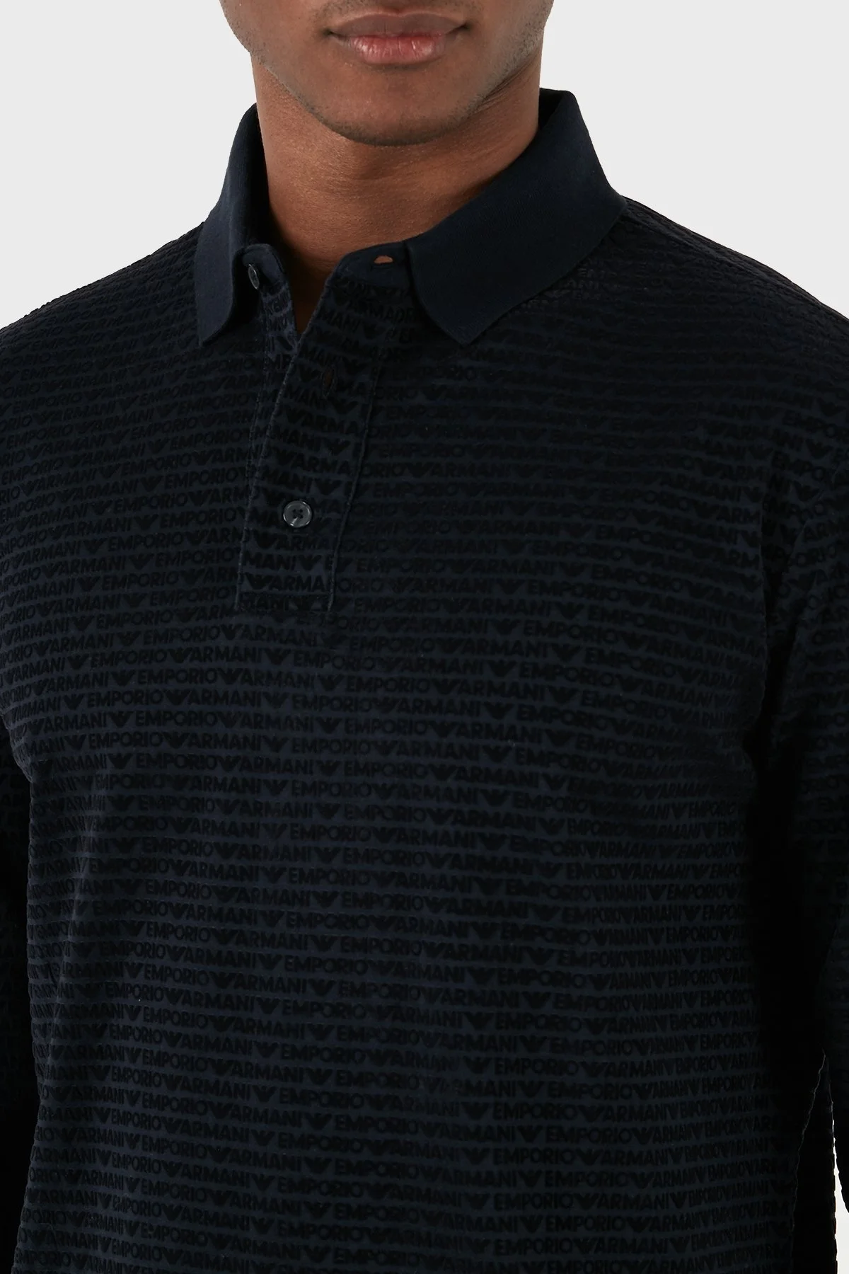 Emporio Armani Pamuklu Regular Fit Uzun Kollu Erkek Polo Yaka T Shirt 3D1FE7 1JUVZ 0920 LACİVERT - 5