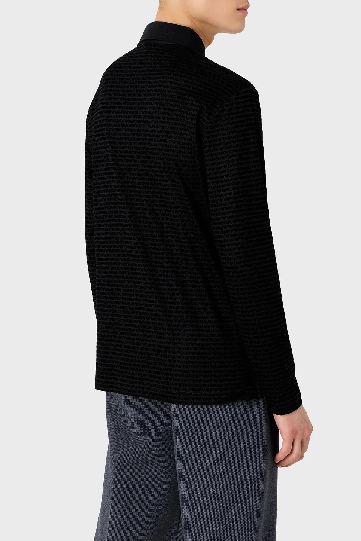 Emporio Armani Pamuklu Regular Fit Uzun Kollu Erkek Polo Yaka T Shirt 3D1FE7 1JUVZ 0999 SİYAH - 3