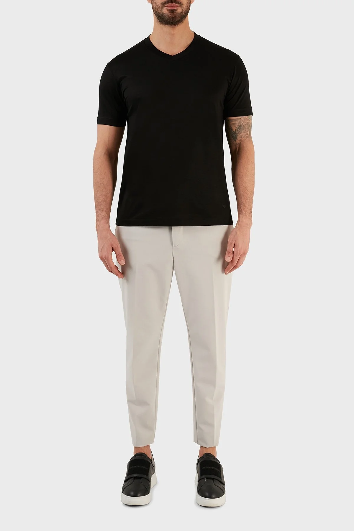 Emporio Armani Pamuklu Regular Fit V Yaka Erkek T Shirt 8N1TE7 1JUVZ 0999 SİYAH - 5