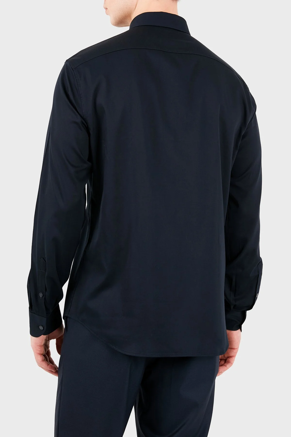 Emporio Armani Pamuklu Regular Fit Yaka Logo Nakışlı Erkek Gömlek EM006705 AF23800 UB118 Lacivert - 6
