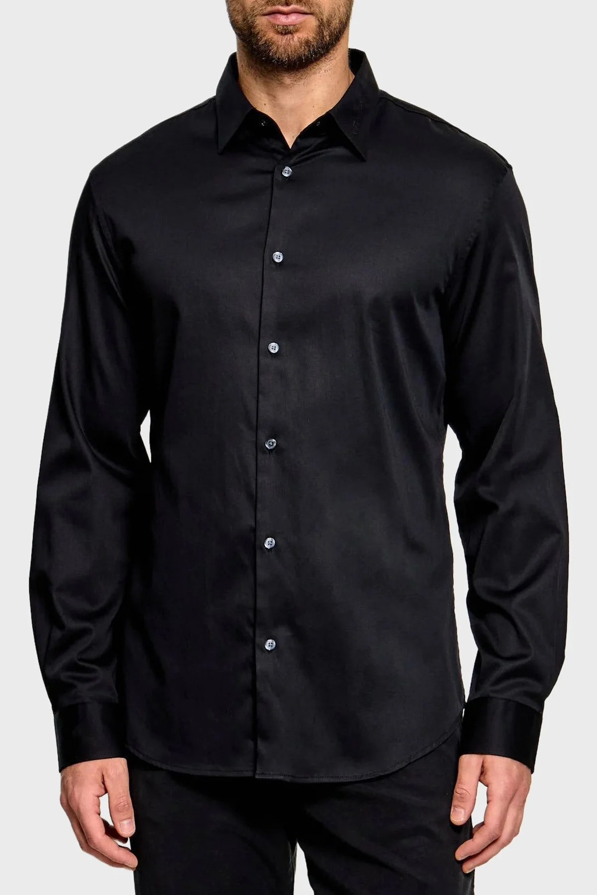 Emporio Armani Pamuklu Regular Fit Yaka Logo Nakışlı Erkek Gömlek EM006705 AF23800 UC001 Siyah - 2