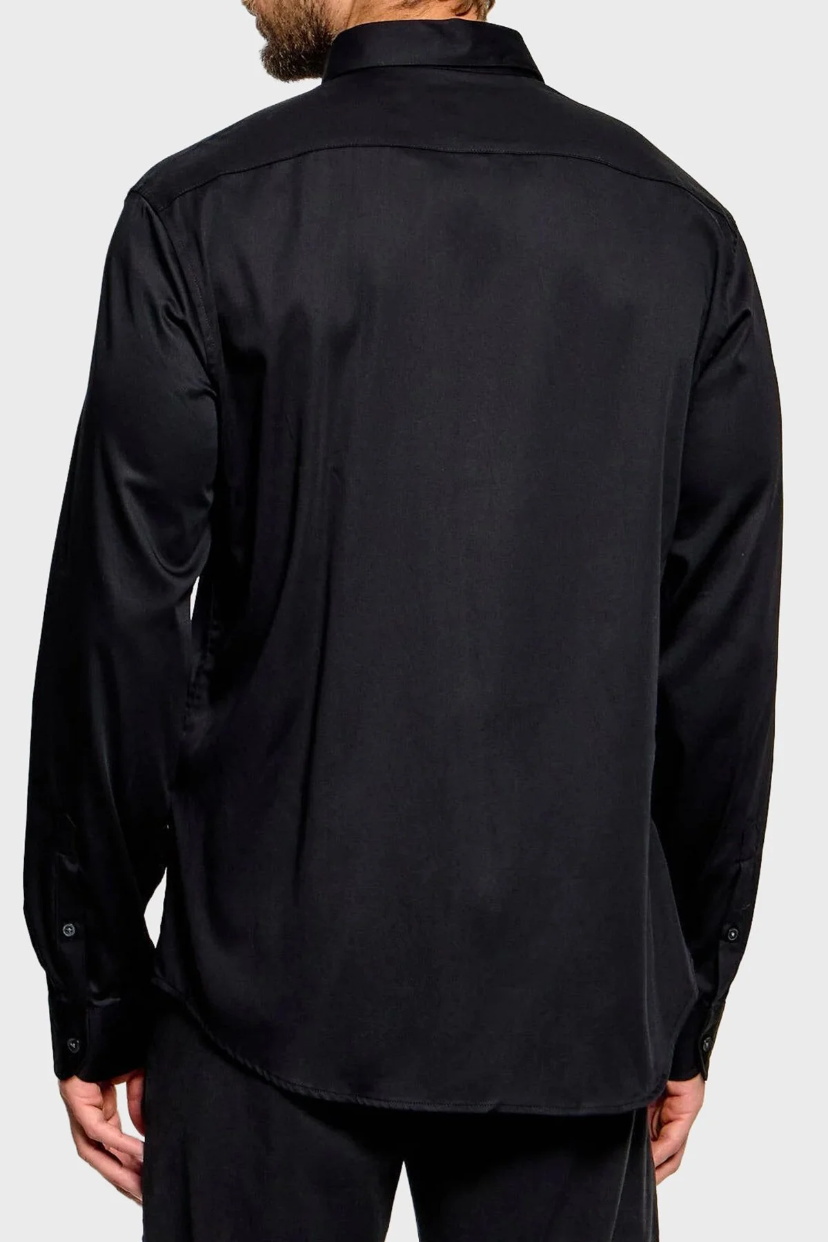 Emporio Armani Pamuklu Regular Fit Yaka Logo Nakışlı Erkek Gömlek EM006705 AF23800 UC001 Siyah - 4