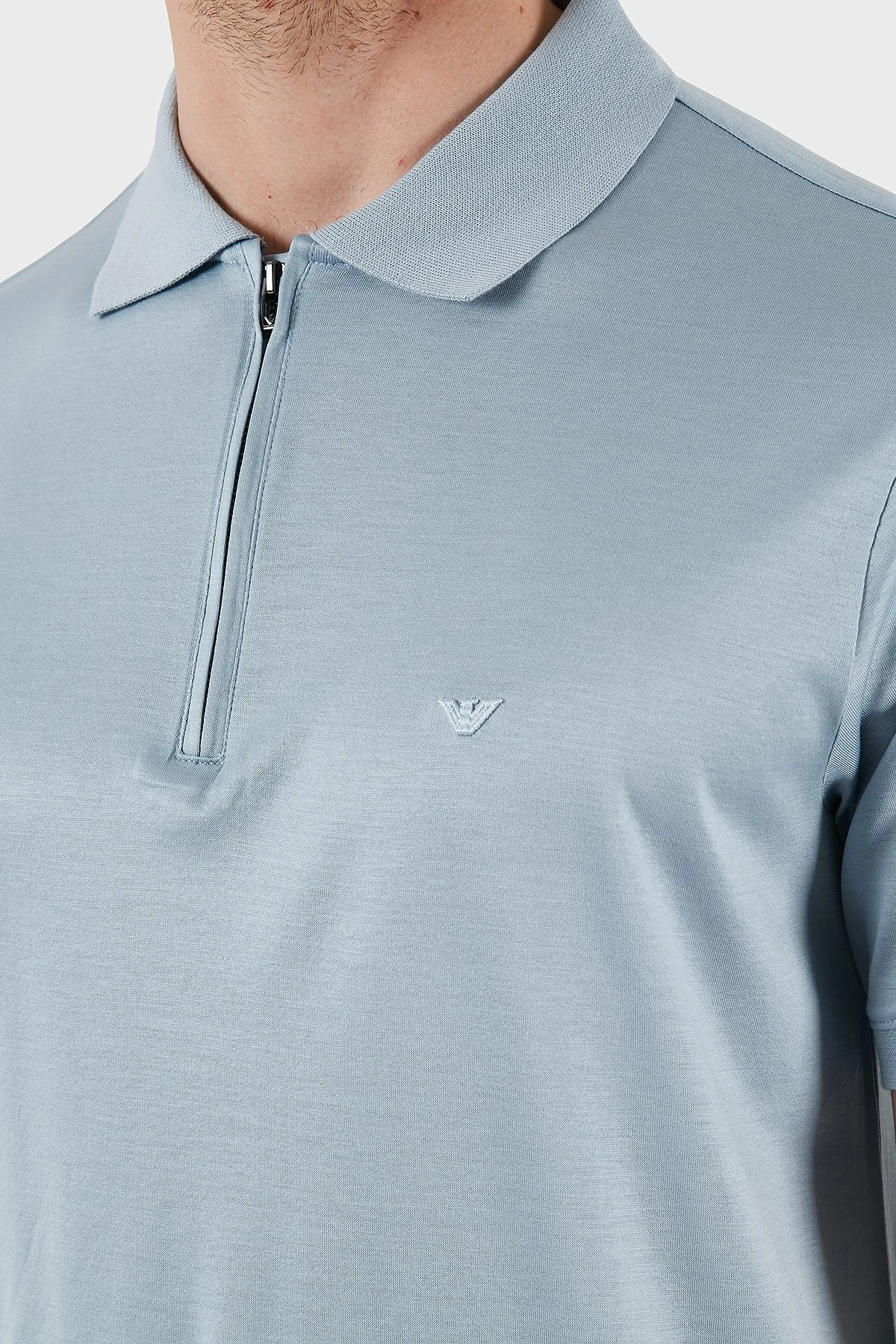 Emporio Armani Pamuklu Regular Fit Yarım Fermuarlı Erkek Polo Yaka T Shirt EM001082 AF10017 U937 MAVİ - 6