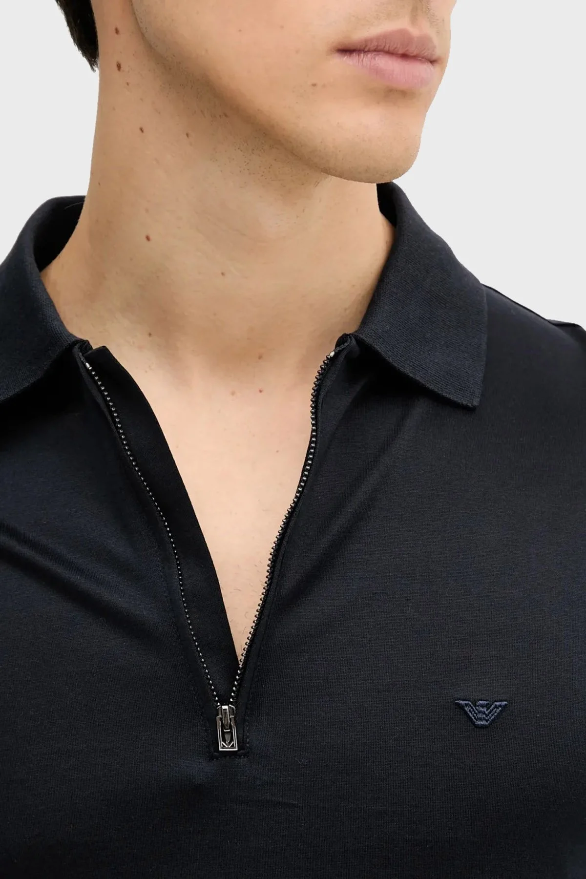 Emporio Armani Pamuklu Regular Fit Yarım Fermuarlı Erkek Polo Yaka T Shirt EM001082 AF10017 UB118 LACİVERT - 4