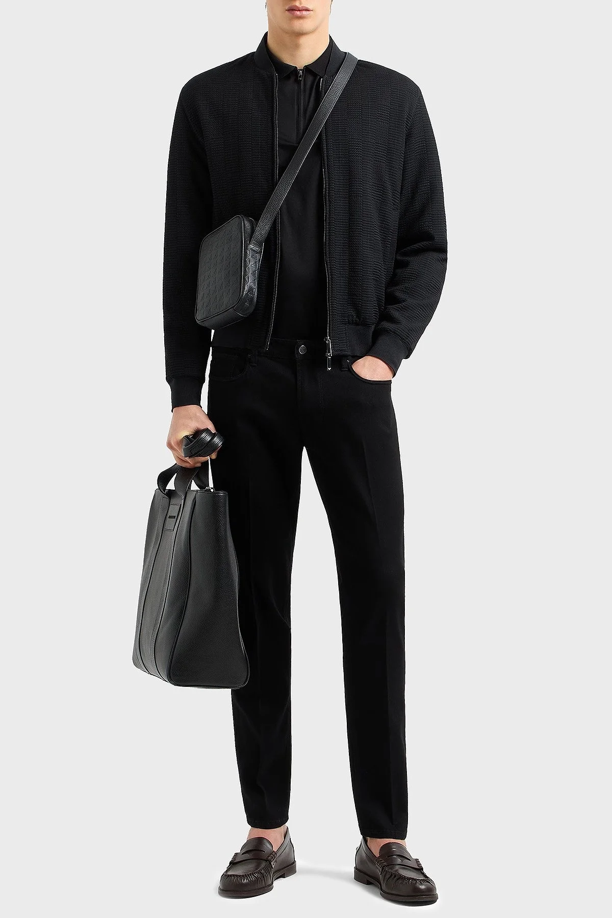 Emporio Armani Pamuklu Regular Fit Yarım Fermuarlı Erkek Polo Yaka T Shirt EM001082 AF10017 UC001 SİYAH - 1