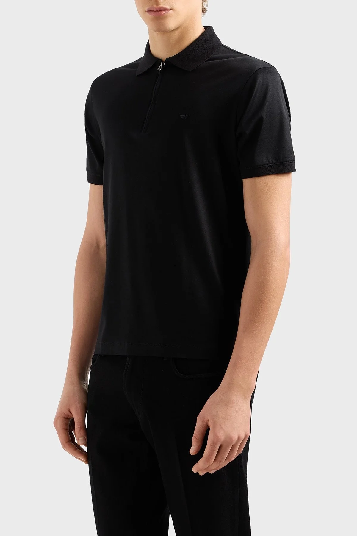 Emporio Armani Pamuklu Regular Fit Yarım Fermuarlı Erkek Polo Yaka T Shirt EM001082 AF10017 UC001 SİYAH - 2