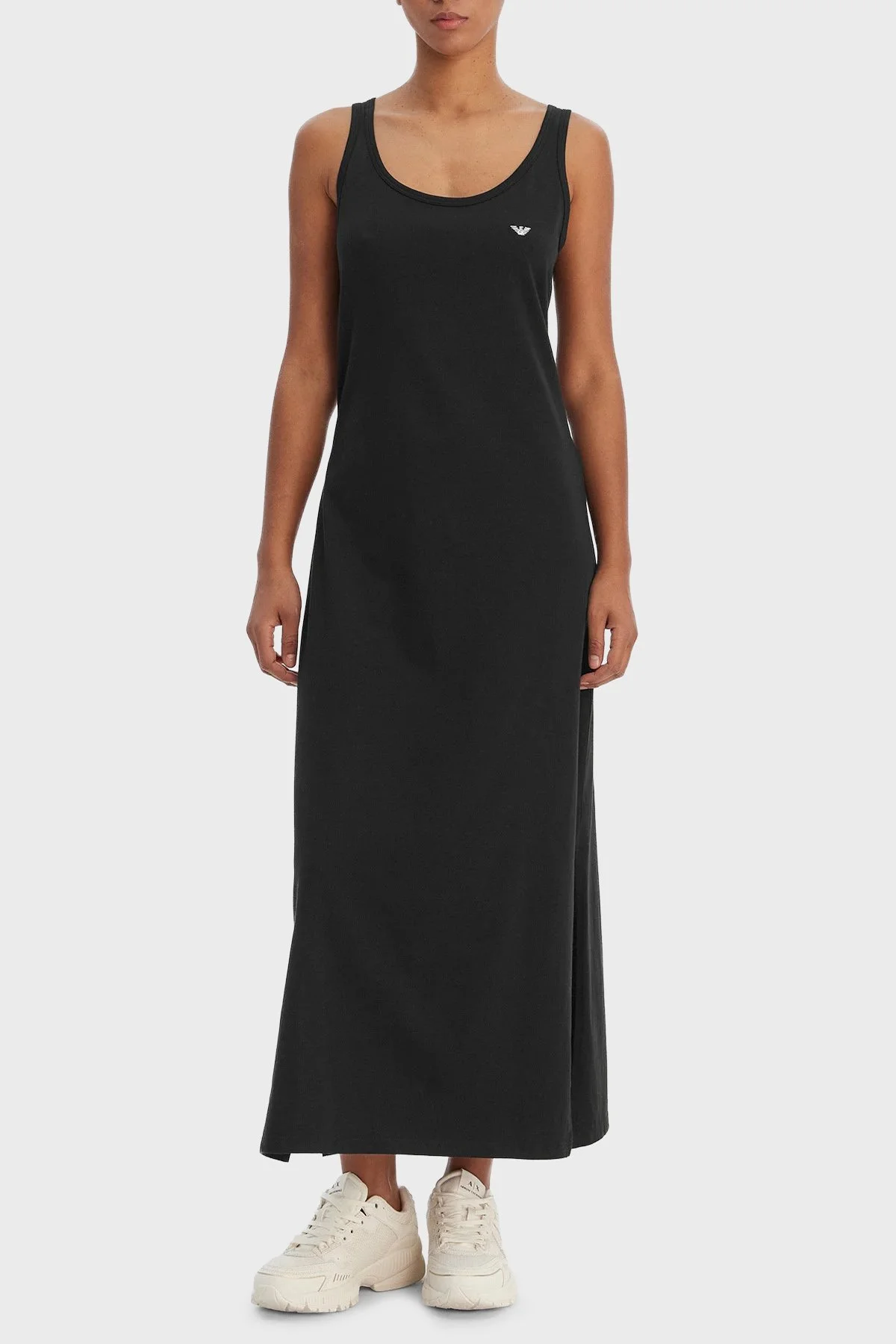 Emporio Armani Pamuklu Regular Fit Yırtmaç Detaylı Uzun Kadın Elbise EW000494 AF19023 UC001 SİYAH - 3