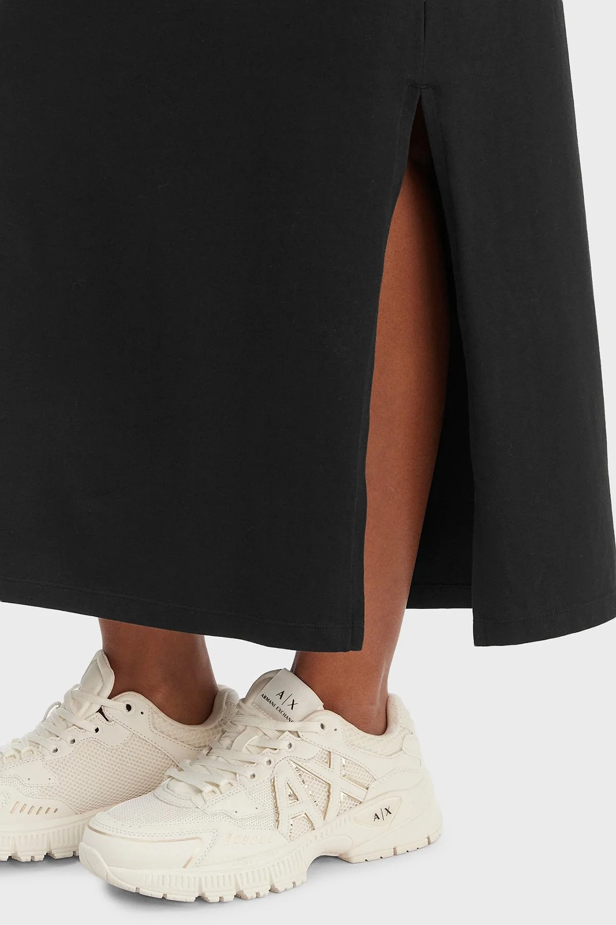 Emporio Armani Pamuklu Regular Fit Yırtmaç Detaylı Uzun Kadın Elbise EW000494 AF19023 UC001 SİYAH - 5