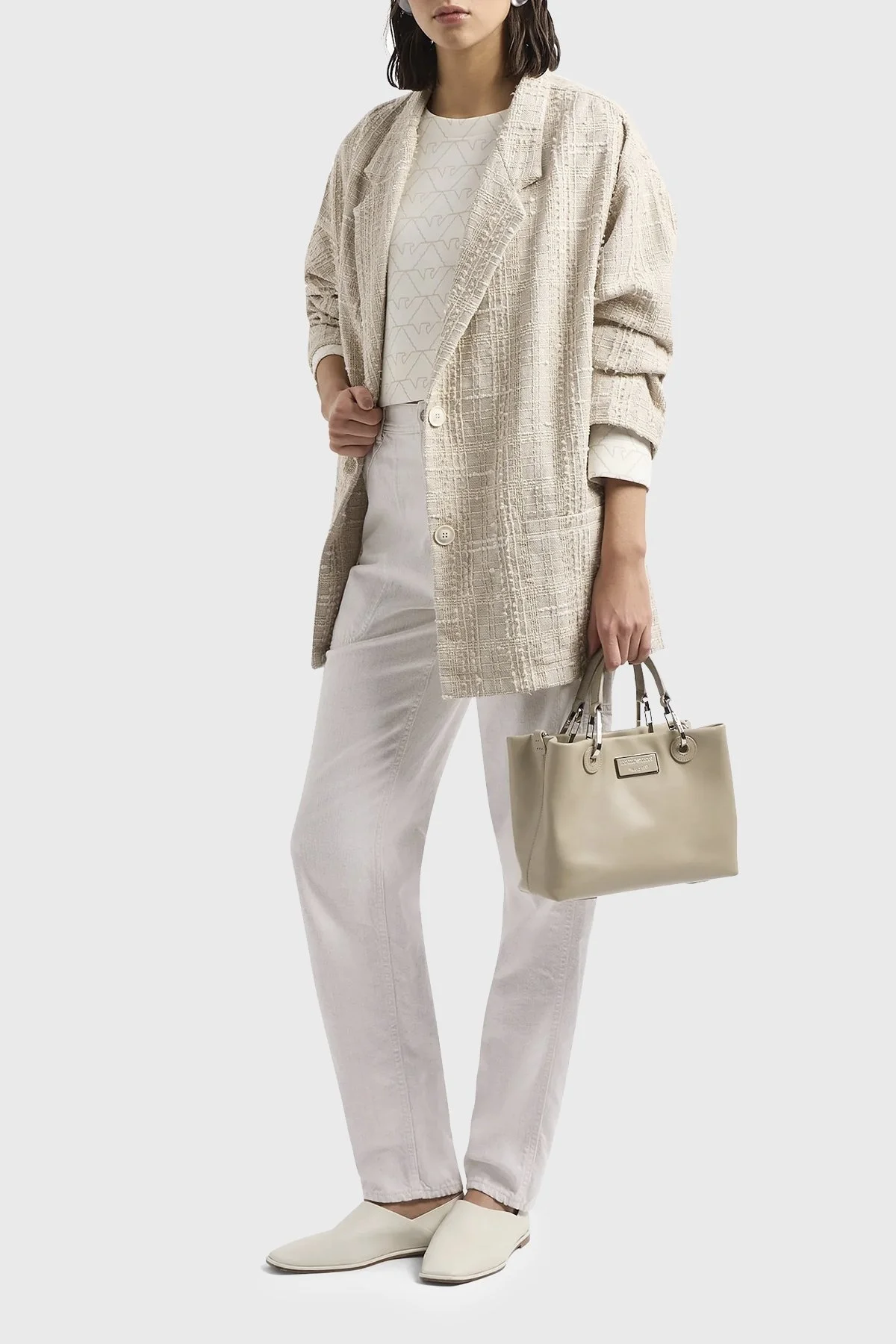 Emporio Armani Pamuklu Relaxed Fit Bisiklet Yaka Bayan Sweat 3D2M6H 1JHSZ F126 BEYAZ - 7