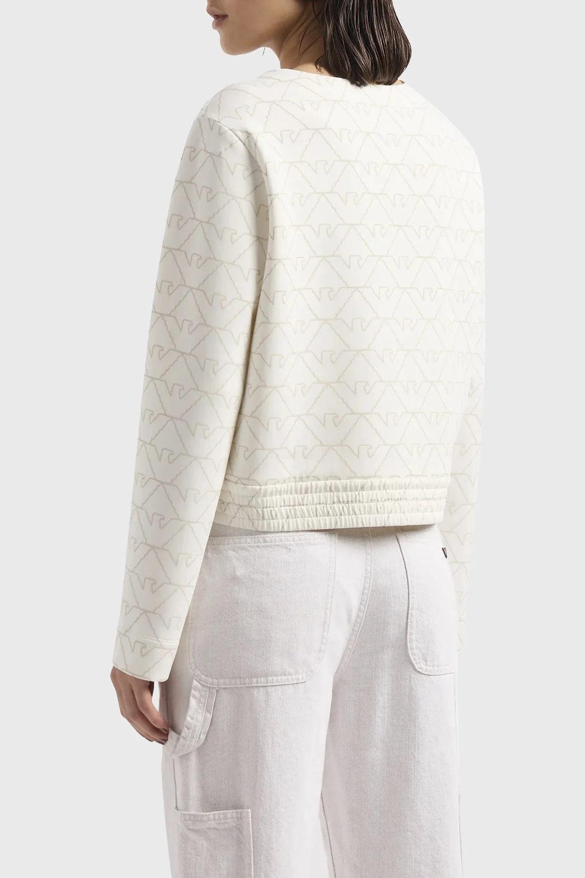 Emporio Armani Pamuklu Relaxed Fit Bisiklet Yaka Bayan Sweat 3D2M6H 1JHSZ F126 BEYAZ - 8