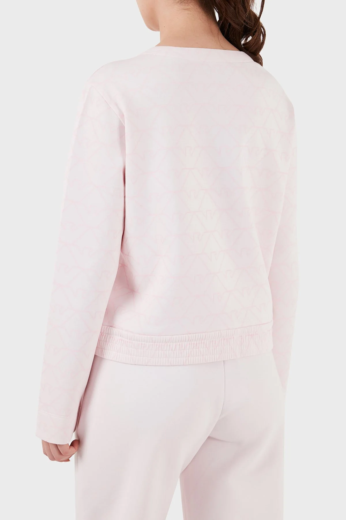 Emporio Armani Pamuklu Relaxed Fit Bisiklet Yaka Kadın Sweat 3D2M6H 1JHSZ F321 PUDRA - 3