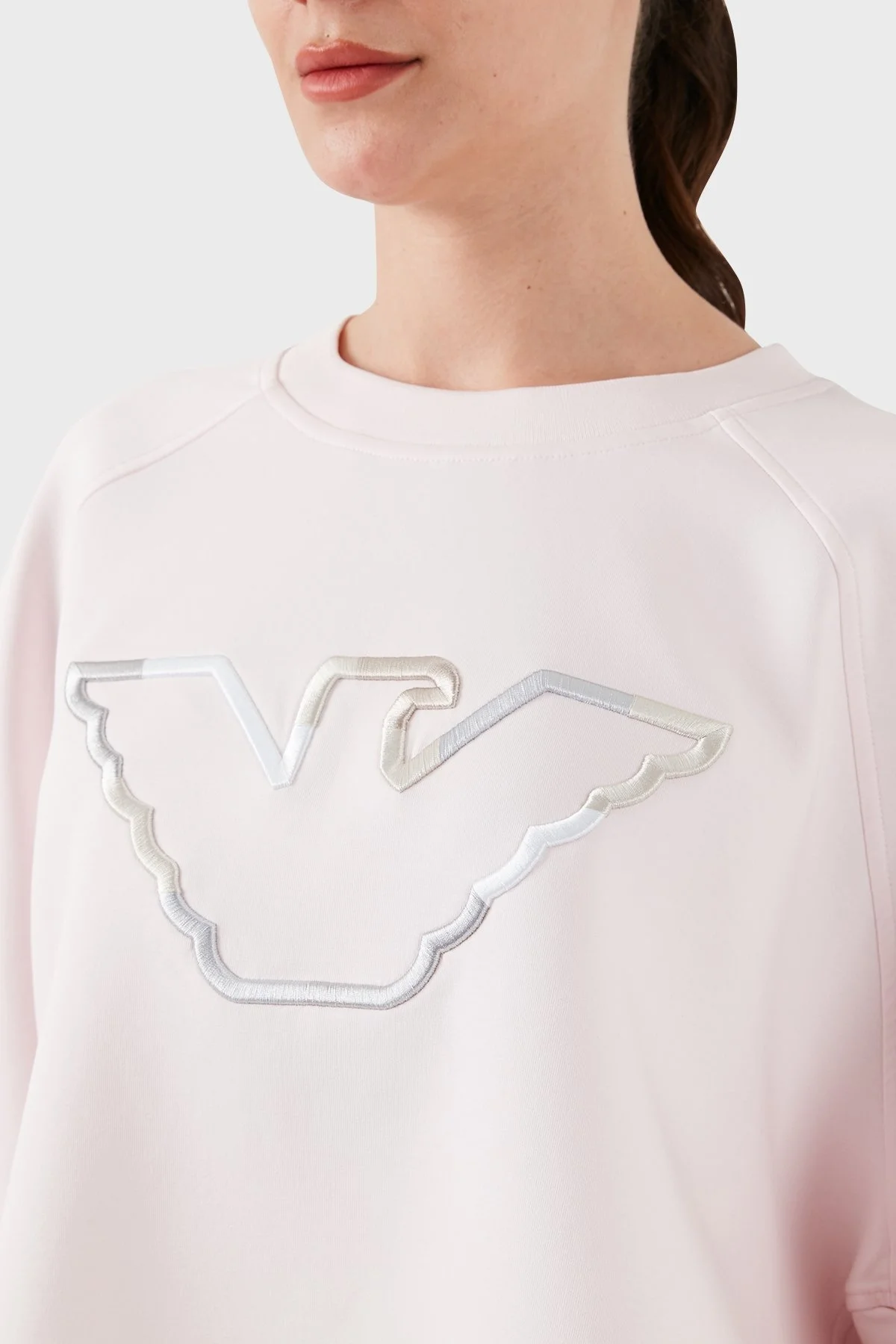 Emporio Armani Pamuklu Relaxed Fit Bisiklet Yaka Bayan Sweat 3D2M6L 1JHSZ 0327 PUDRA - 6