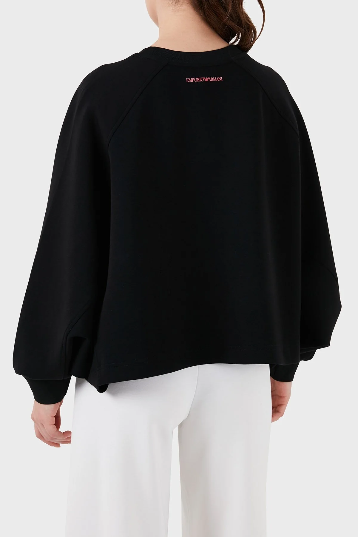 Emporio Armani Pamuklu Relaxed Fit Bisiklet Yaka Bayan Sweat 3D2M6L 1JHSZ 0999 SİYAH - 2