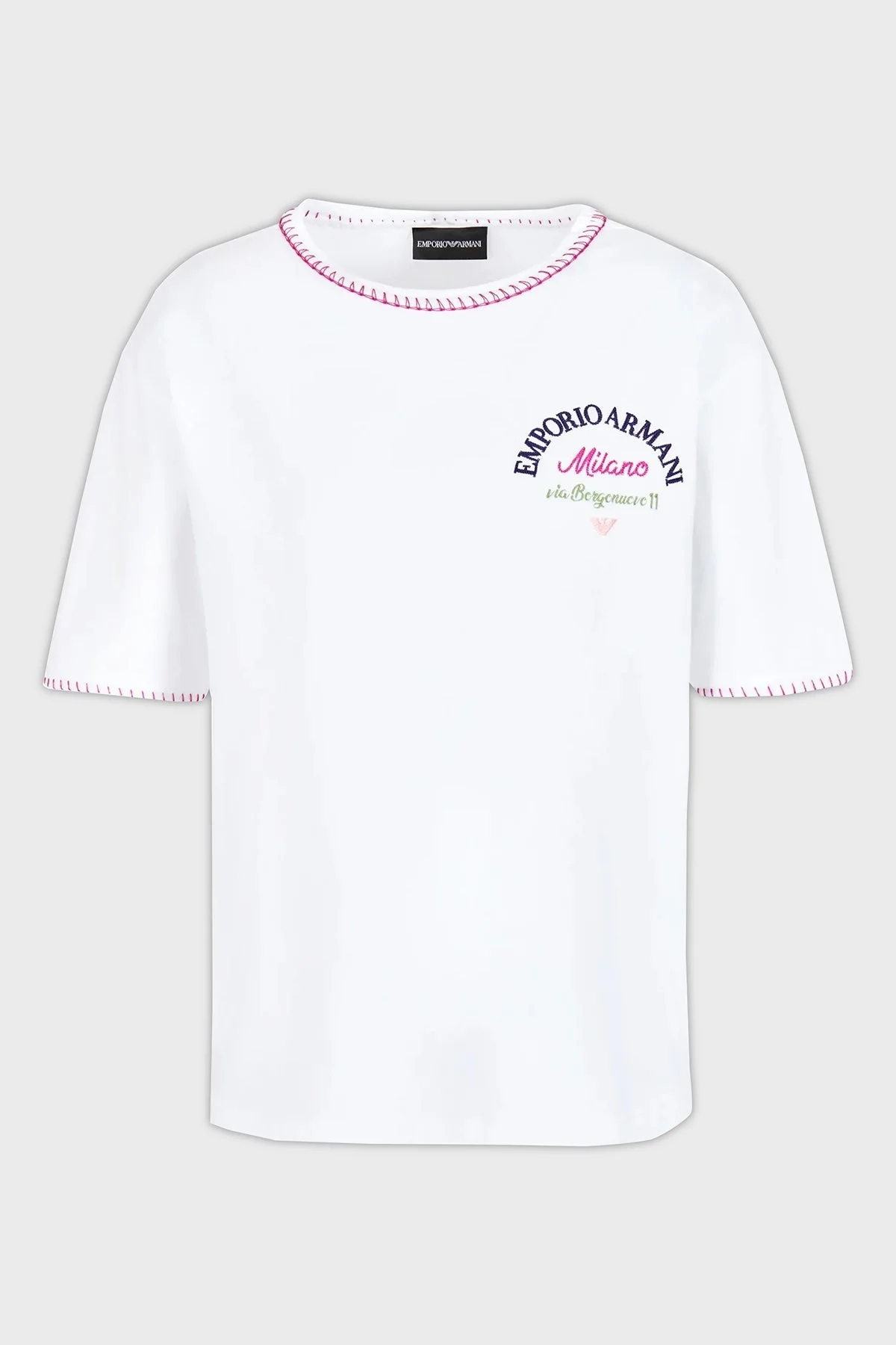 Emporio Armani Pamuklu Relaxed Fit Bisiklet Yaka Bayan T Shirt 3D2T8E 2JIDZ 0100 BEYAZ - 5