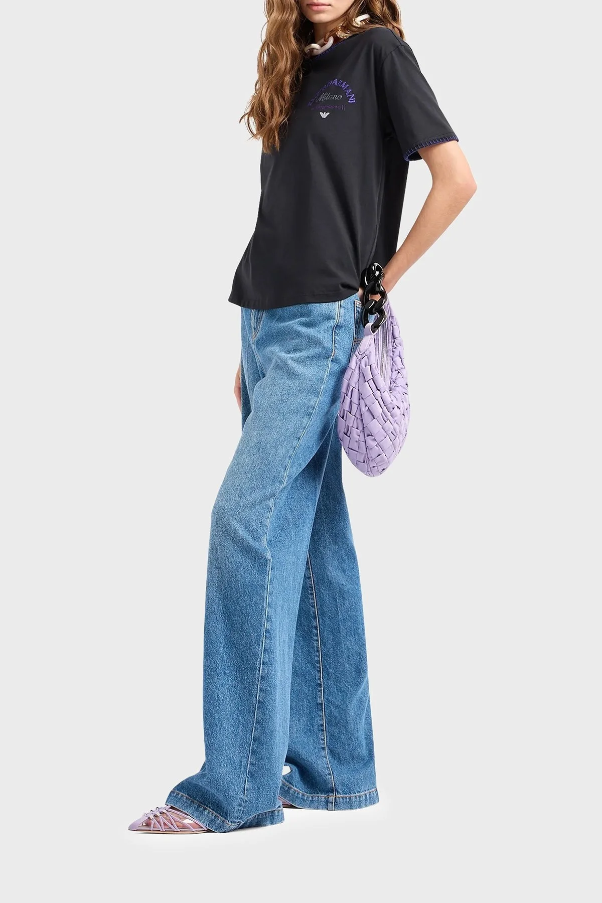 Emporio Armani Pamuklu Relaxed Fit Bisiklet Yaka Bayan T Shirt 3D2T8E 2JIDZ 0927 LACİVERT - 3