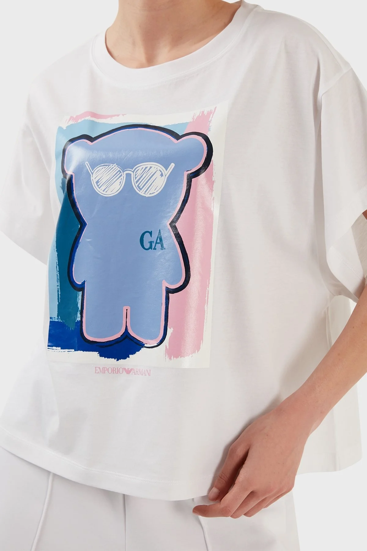 Emporio Armani Pamuklu Relaxed Fit Bisiklet Yaka Bayan T Shirt 3R2T8F 2JQ4Z 0100 BEYAZ - 4