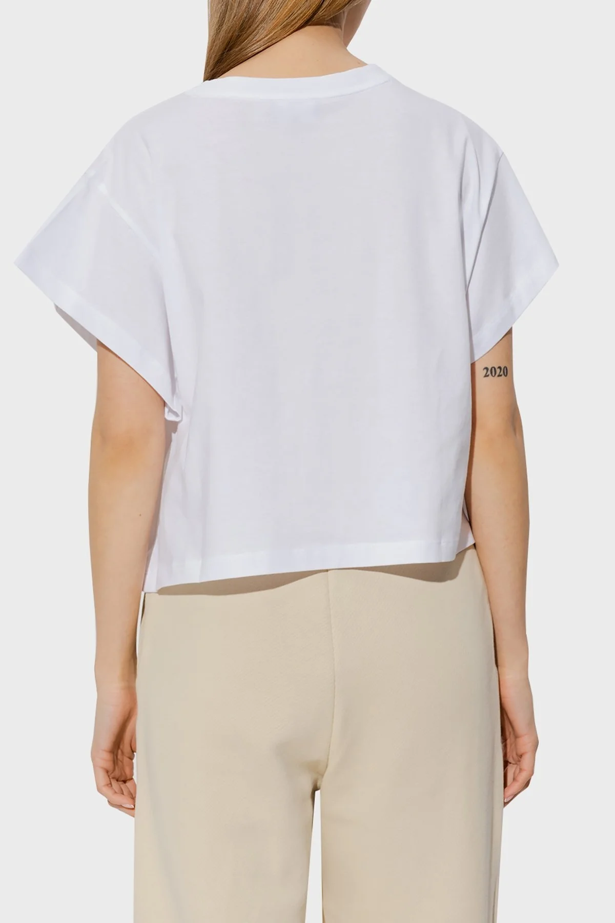 Emporio Armani Pamuklu Relaxed Fit Bisiklet Yaka Bayan T Shirt 3R2T8L 2J53Z 0100 BEYAZ - 3