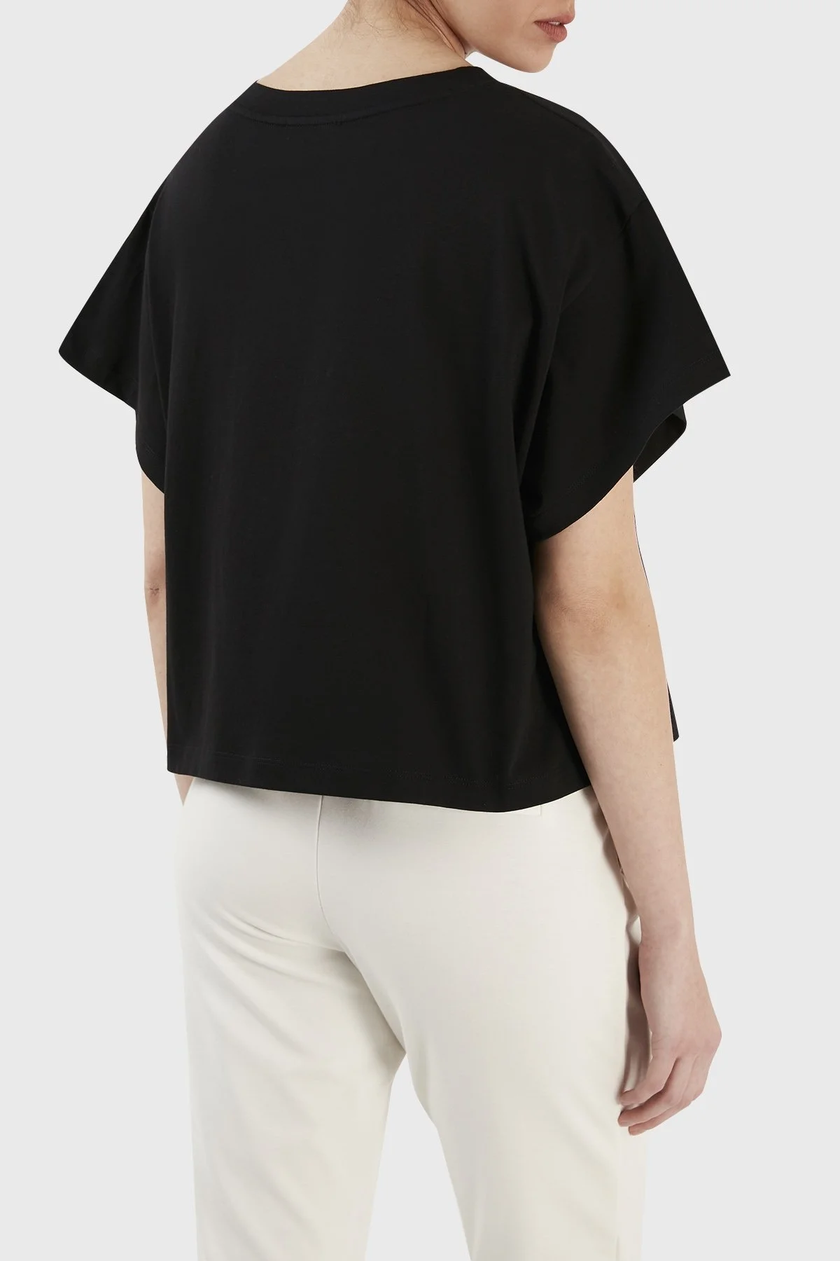 Emporio Armani Pamuklu Relaxed Fit Bisiklet Yaka Bayan T Shirt 3R2T8L 2J53Z 0999 SİYAH - 5