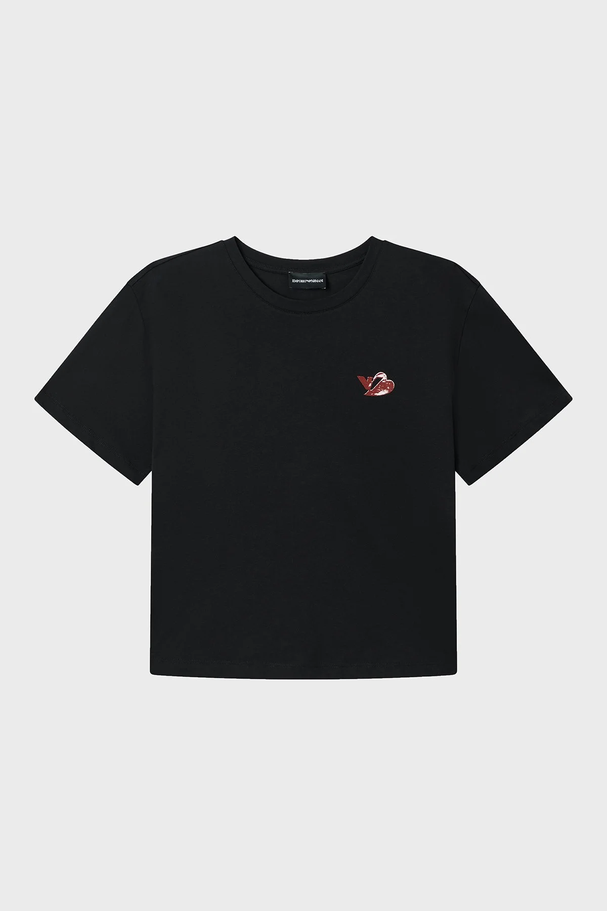 Emporio Armani Pamuklu Relaxed Fit Bisiklet Yaka Kadın T Shirt EW004385 AF12597 UC001 SİYAH - 4