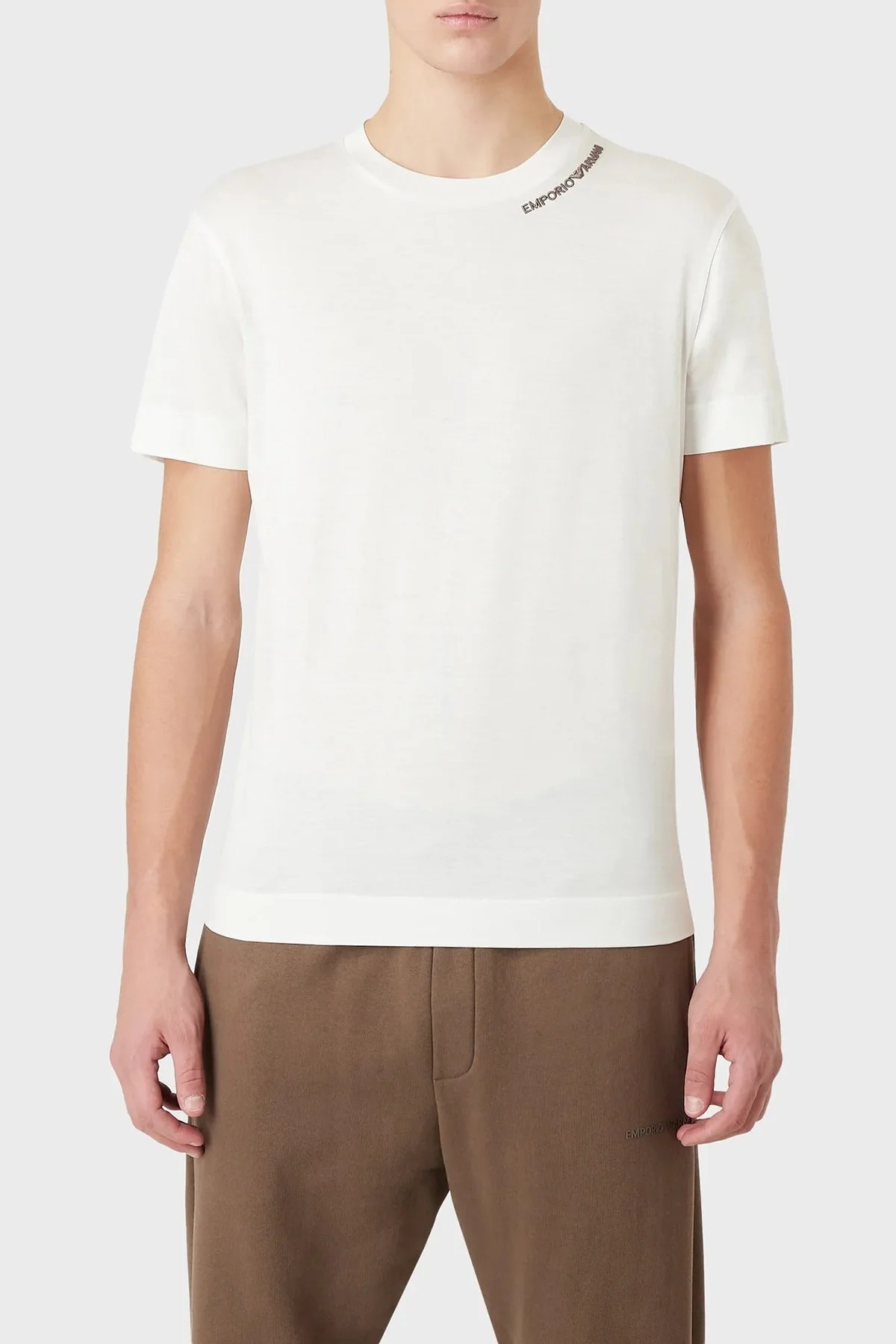 Emporio Armani Pamuklu Relaxed Fit Bisiklet Yaka Erkek T Shirt 3R1TT4 1JUVZ 0101 BEYAZ - 1