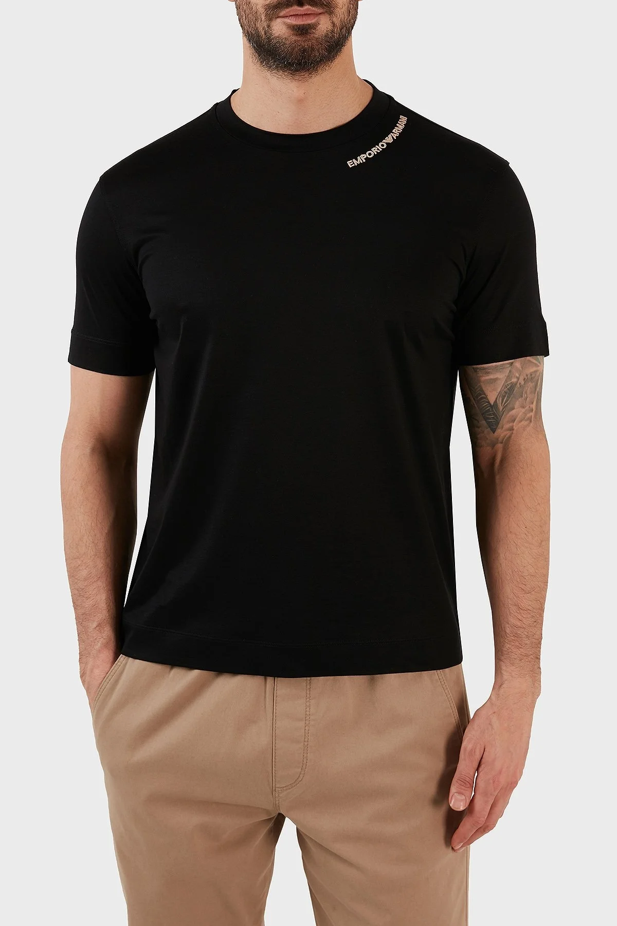 Emporio Armani Pamuklu Relaxed Fit Bisiklet Yaka Erkek T Shirt 3R1TT4 1JUVZ 0999 SİYAH - 1