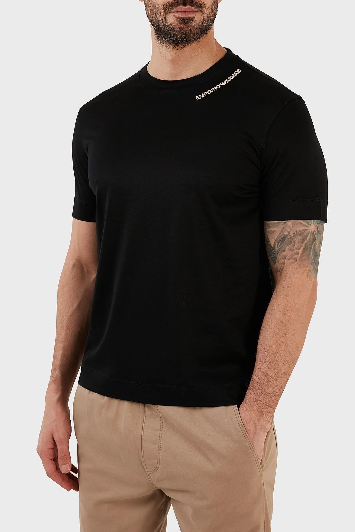 Emporio Armani Pamuklu Relaxed Fit Bisiklet Yaka Erkek T Shirt 3R1TT4 1JUVZ 0999 SİYAH - 3